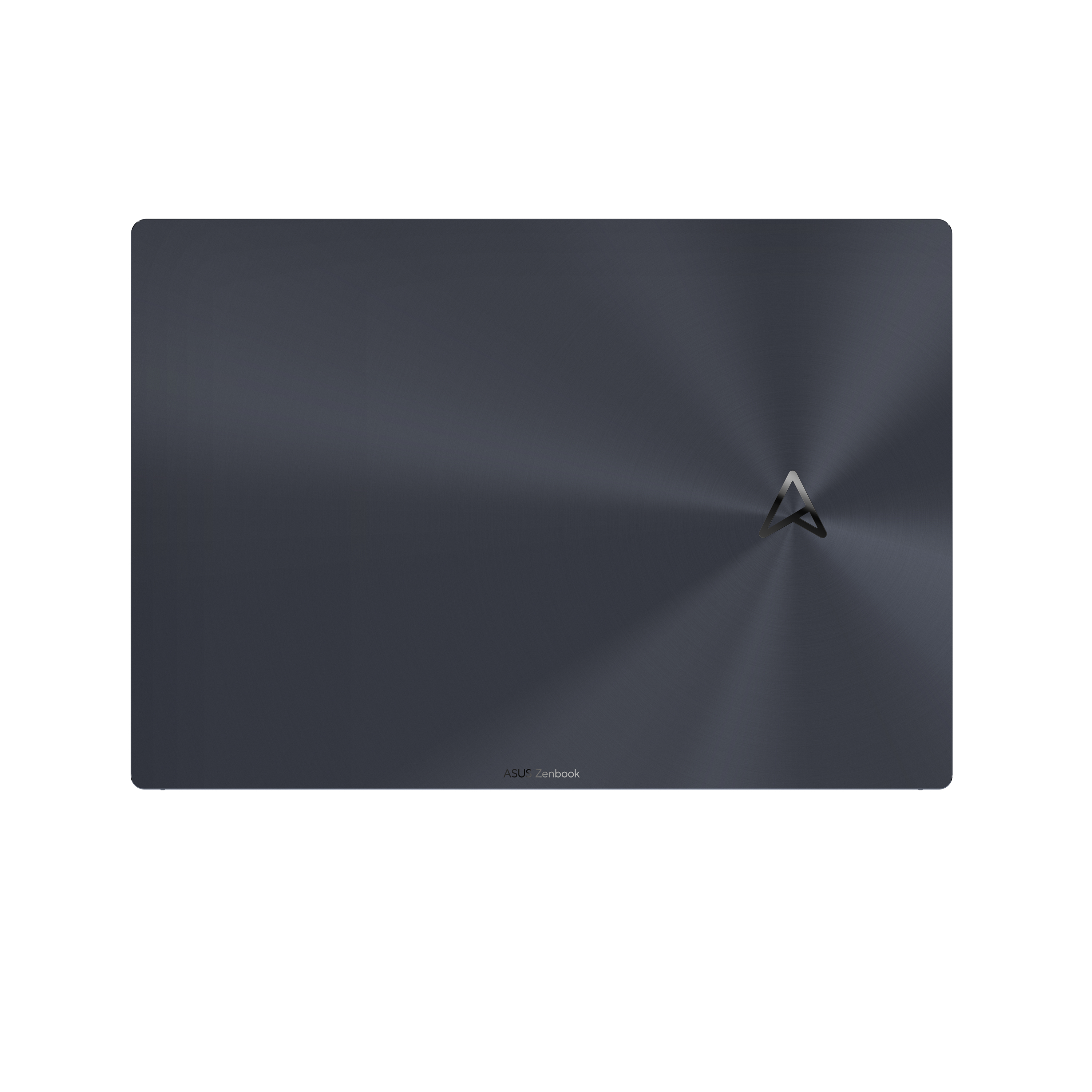 Dunkelgrauer Laptop mit Asus Zenbook-Logo auf weißem Hintergrund.