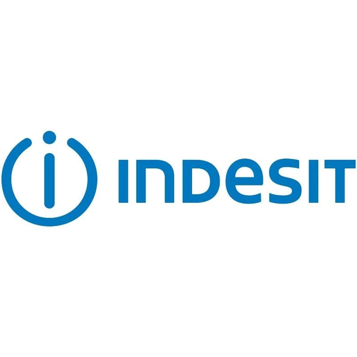 Fondo blanco con un logo azul Indesit con una 'i' dentro de un círculo y el nombre de la marca.