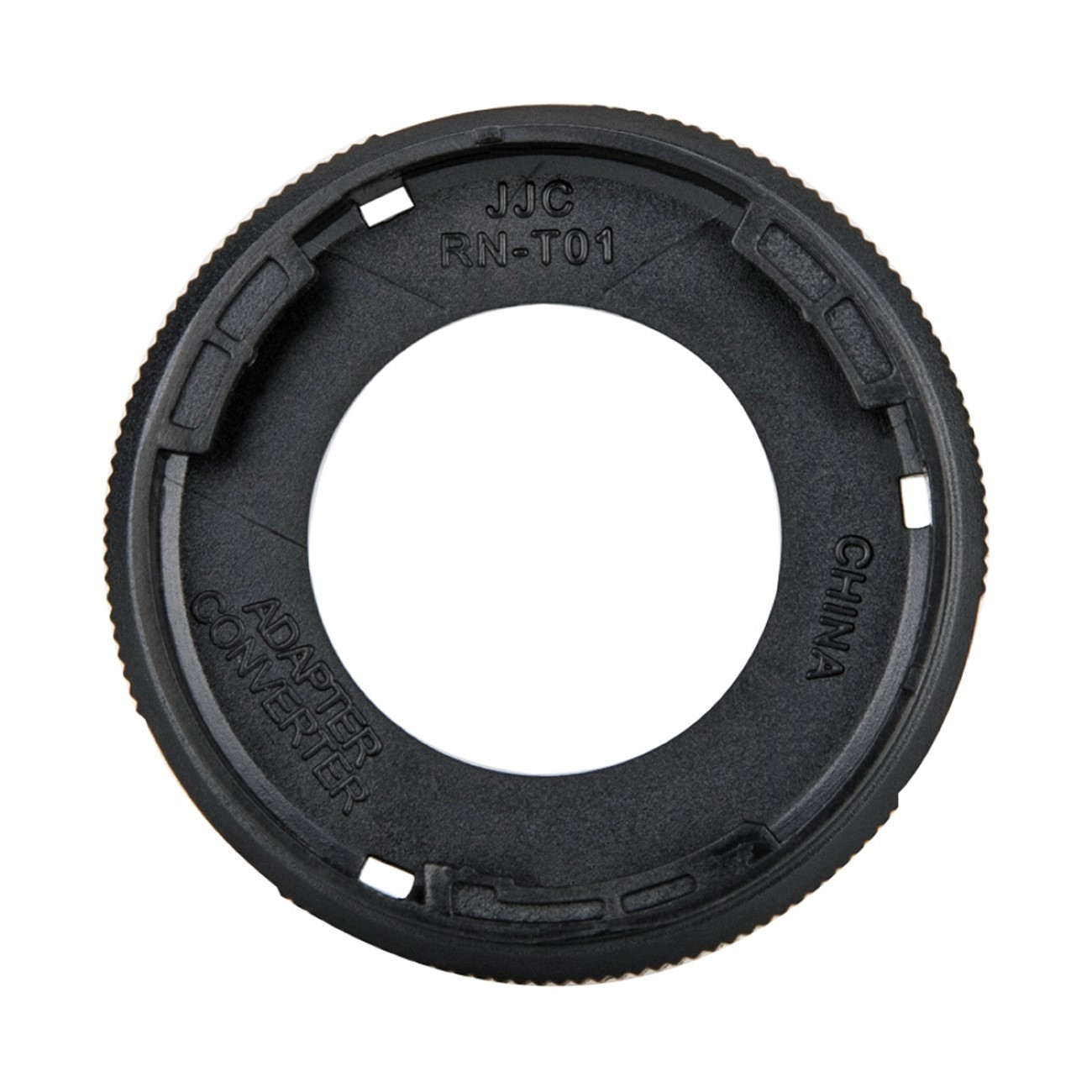 Schwarzer kreisförmiger Adapter. Der Text "ADAPTER CONVERTER" und "CHINA" sind sichtbar.