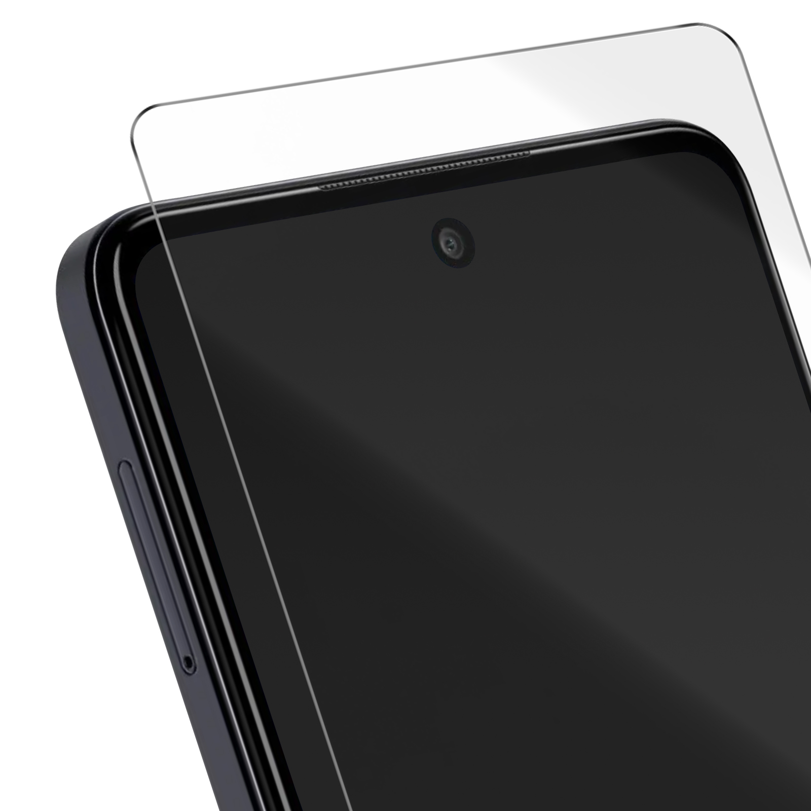 Un primo piano di uno schermo del telefono con un proteggi schermo in applicazione.