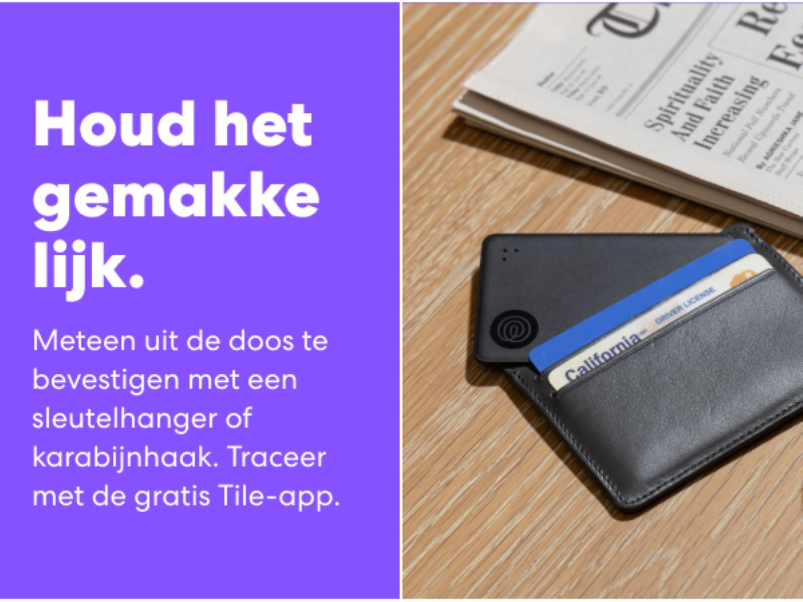 Image with text: 'Keep it simple.' Showing a wallet with a credit card.