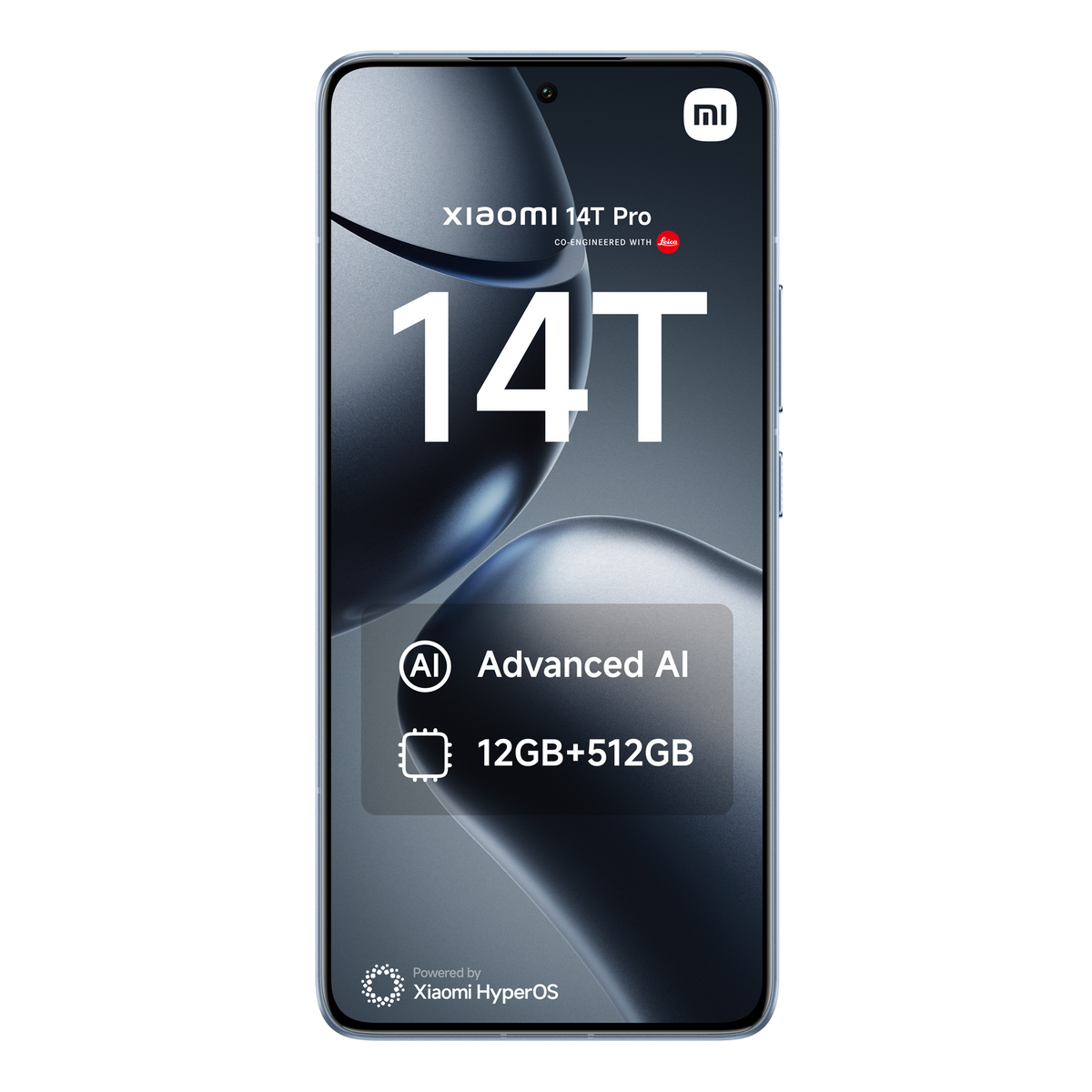 Smartfon z wyświetlaczem. Ekran wyświetla tekst i grafikę. Logo Xiaomi jest widoczne.
