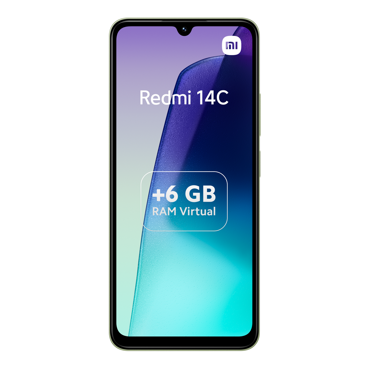 Smartfon z fioletowym i jasnoniebieskim ekranem. Telefon jest czarny.