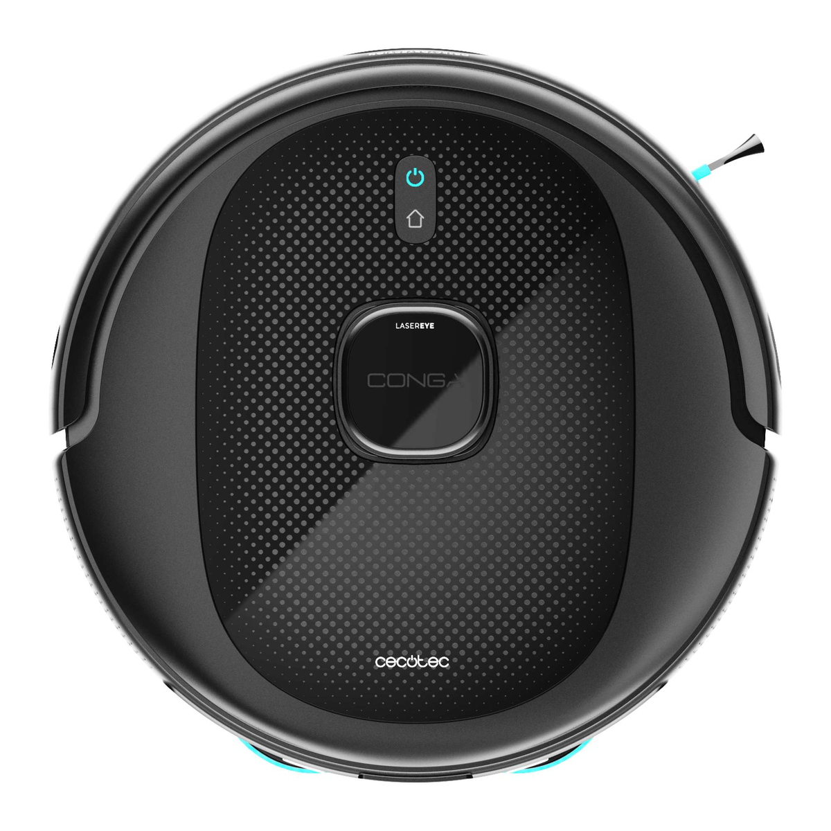 Aspirapolvere robot nero. Forma rotonda.