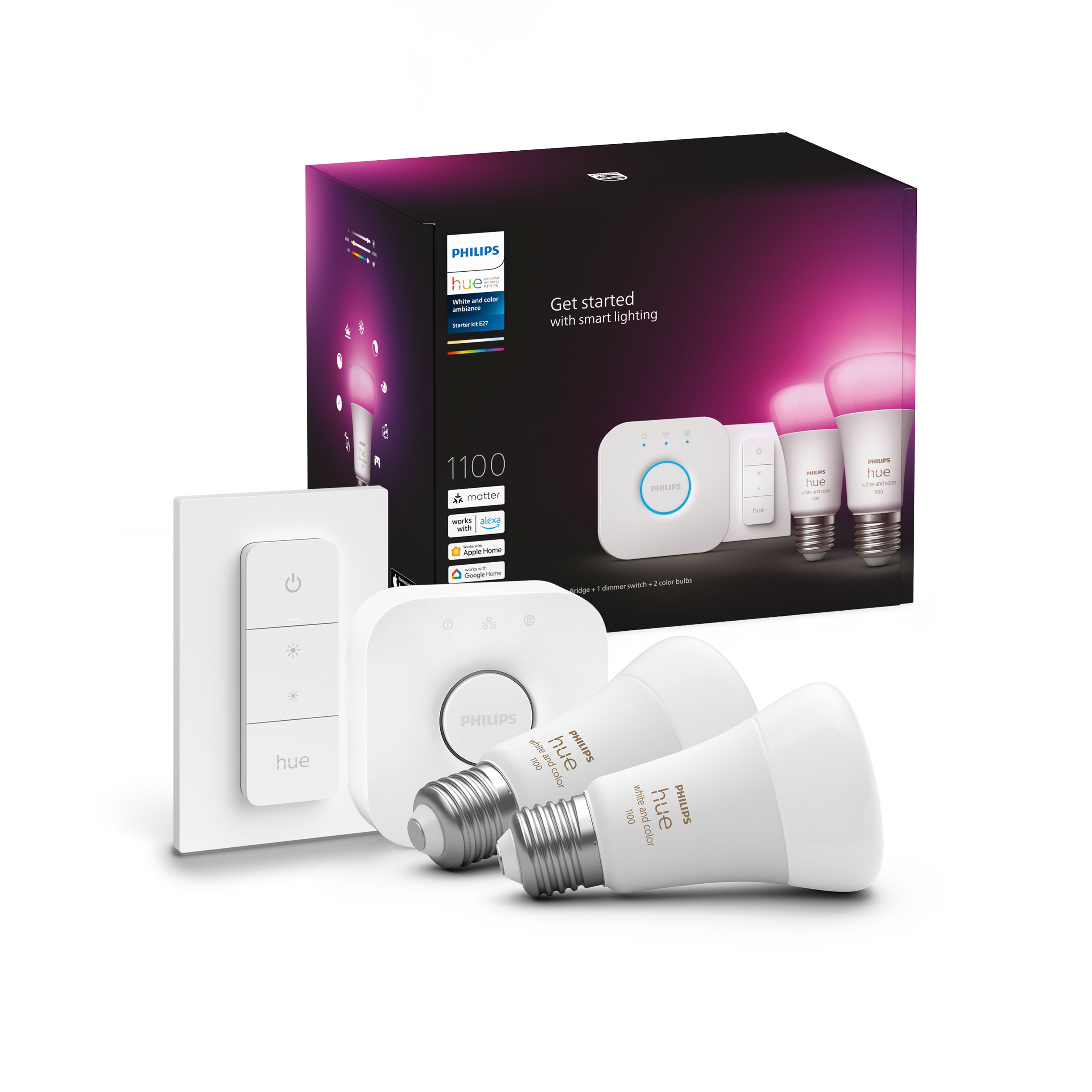 PHILIPS HUE HUEWCA 9-75W RENKLI AKILLI BASLANGIC SETI IKILI KU Bluetooth Akıllı Ampul