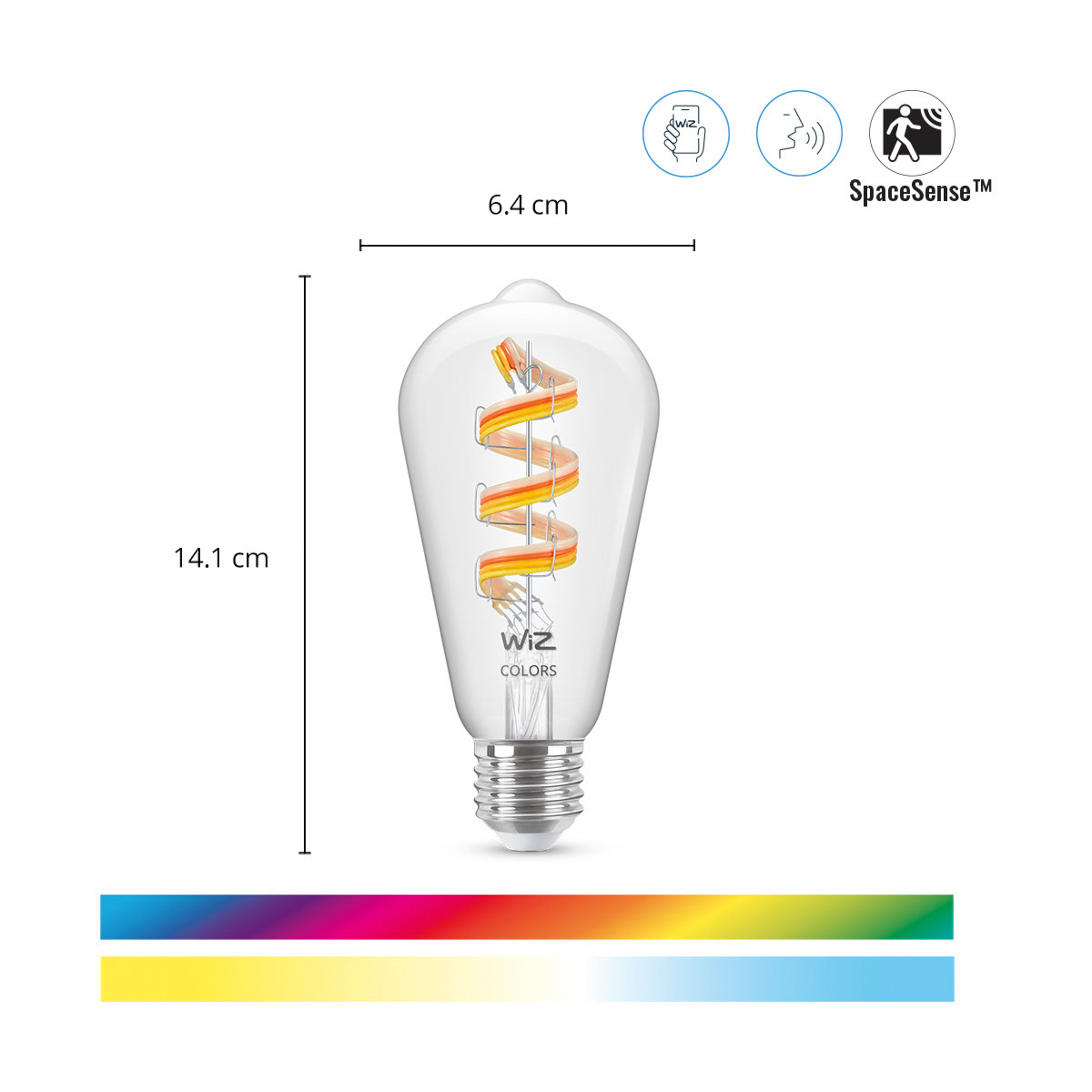WIZ E27 6.3W 40W ST64 TW&COLOR Intelligente Glühbirne 2700 Kelvin