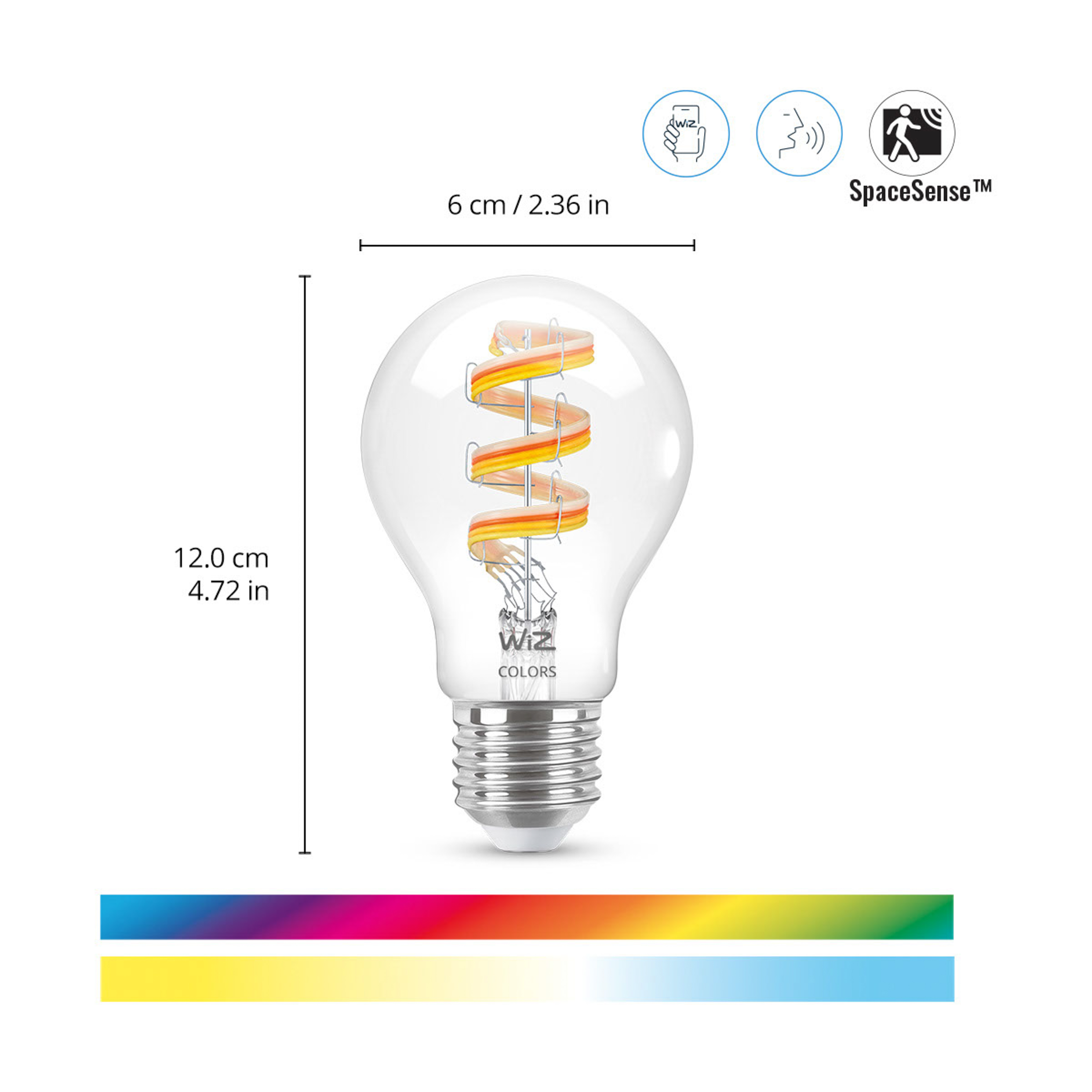 WIZ E27 6.3W 40W A60 TW&COLOR Intelligente Glühbirne Bianco caldo/Bianco freddo/Bianco neutro
