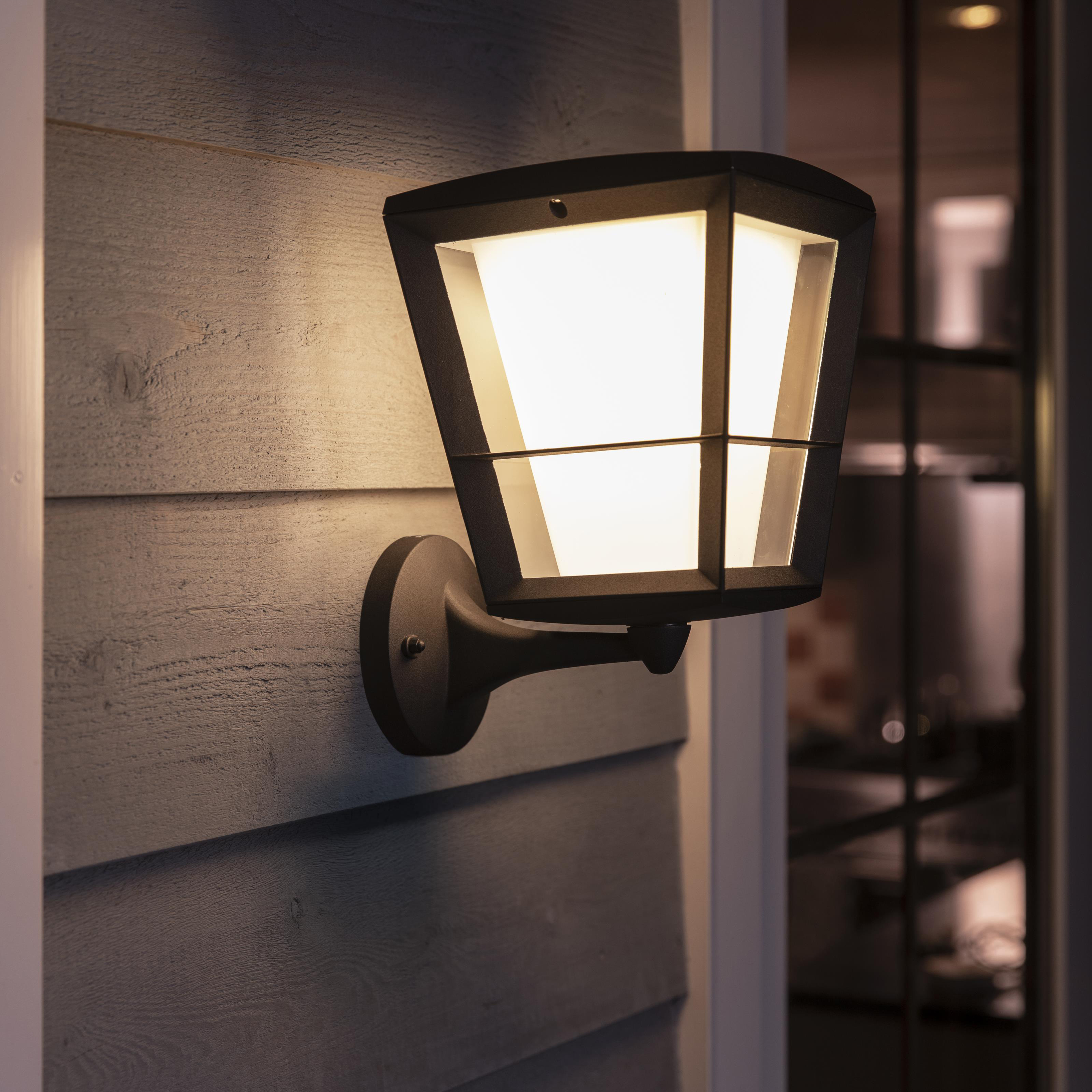 Philips Hue Econic Muurlamp - Buitenlamp - IP44 - Duurzame LED Verlichting - Wit en Gekleurd Licht - Dimbaar - Verbind met Hue Bridge - Werkt met Alexa en Google Home - Vierkant - Zwart
