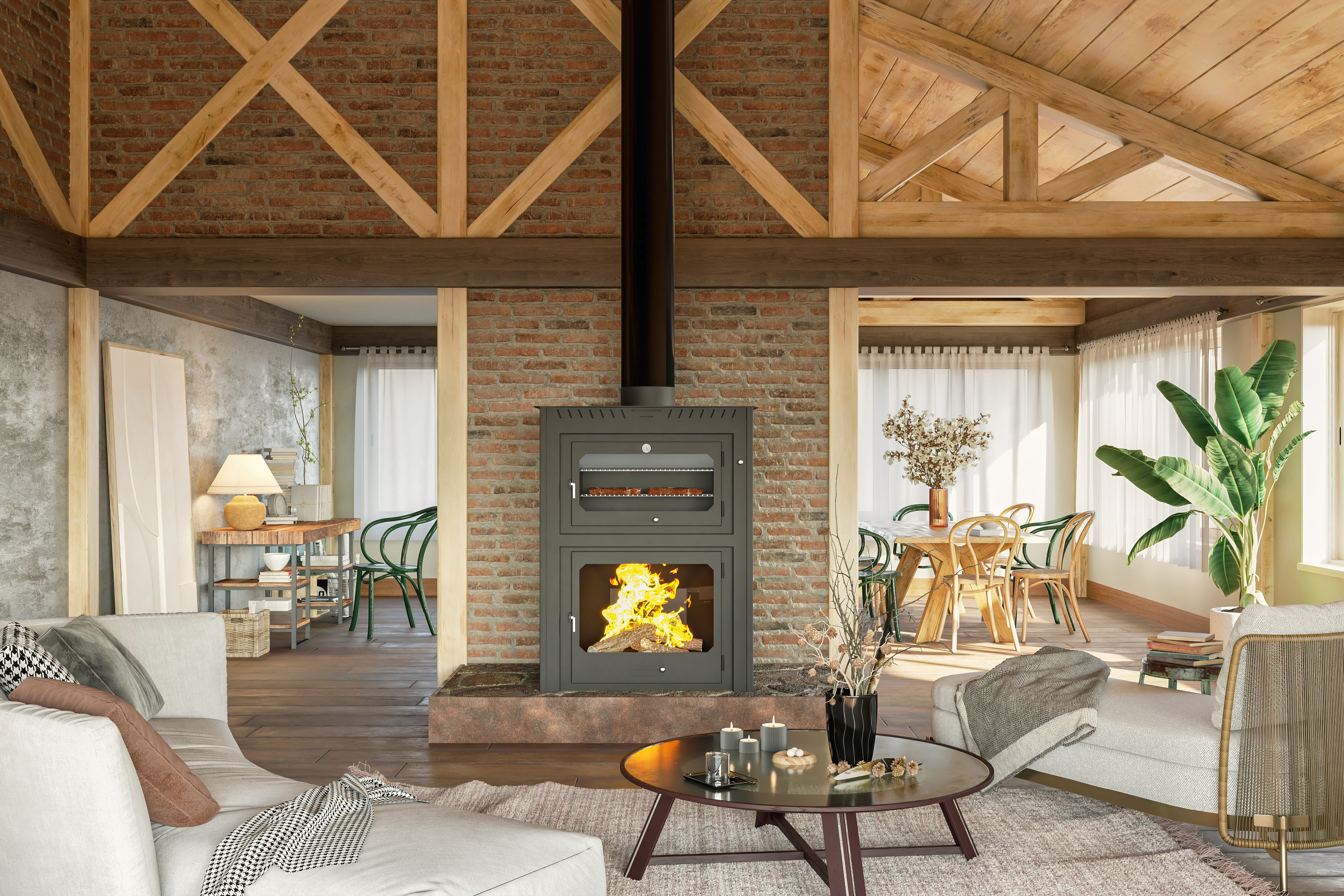 Estufa de Leña MAESTRO FERRETERO AVILES, 17,5 kW gris - Main Image