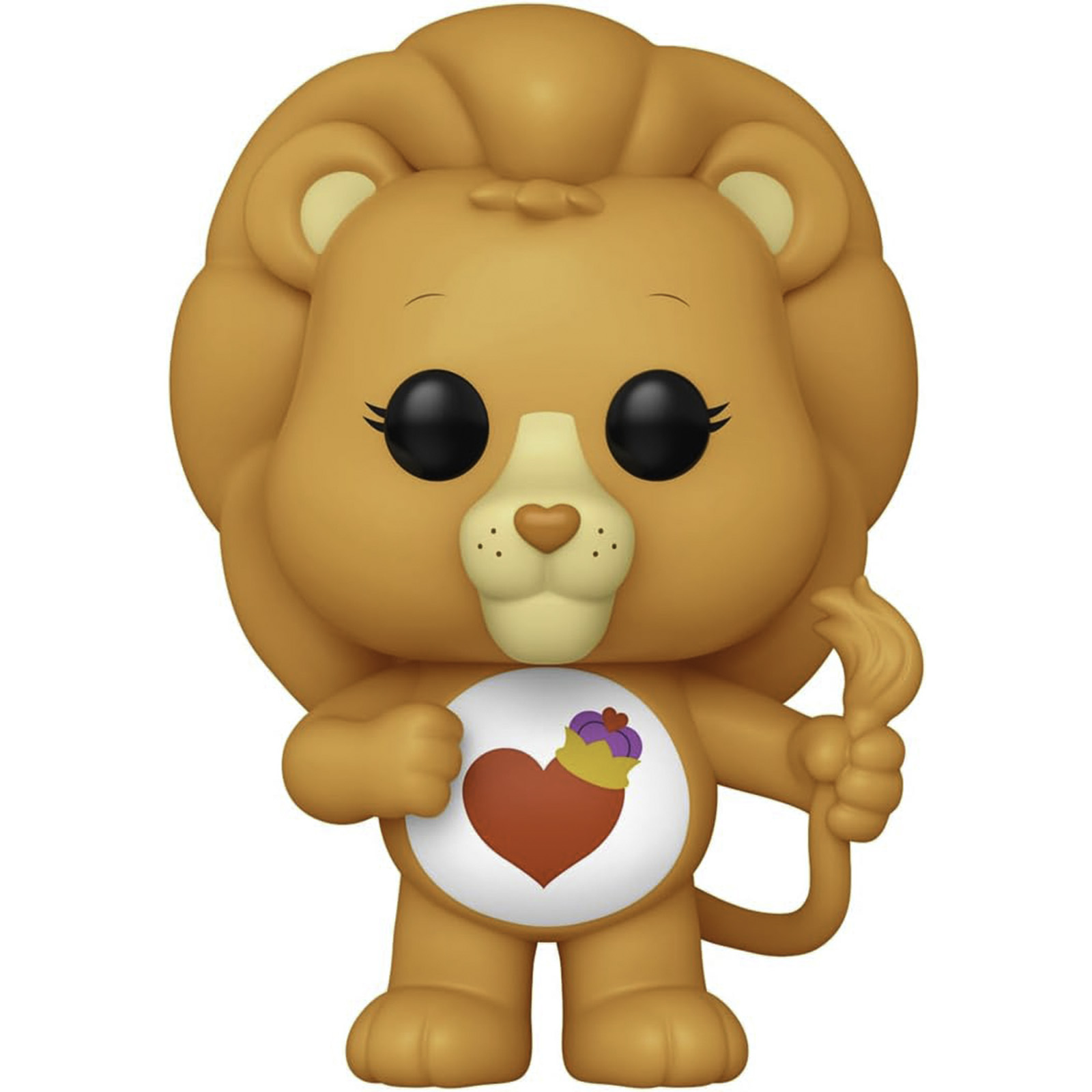 Eine Funko Pop Figur eines Care Bear Löwen mit einem Herz auf der Brust.