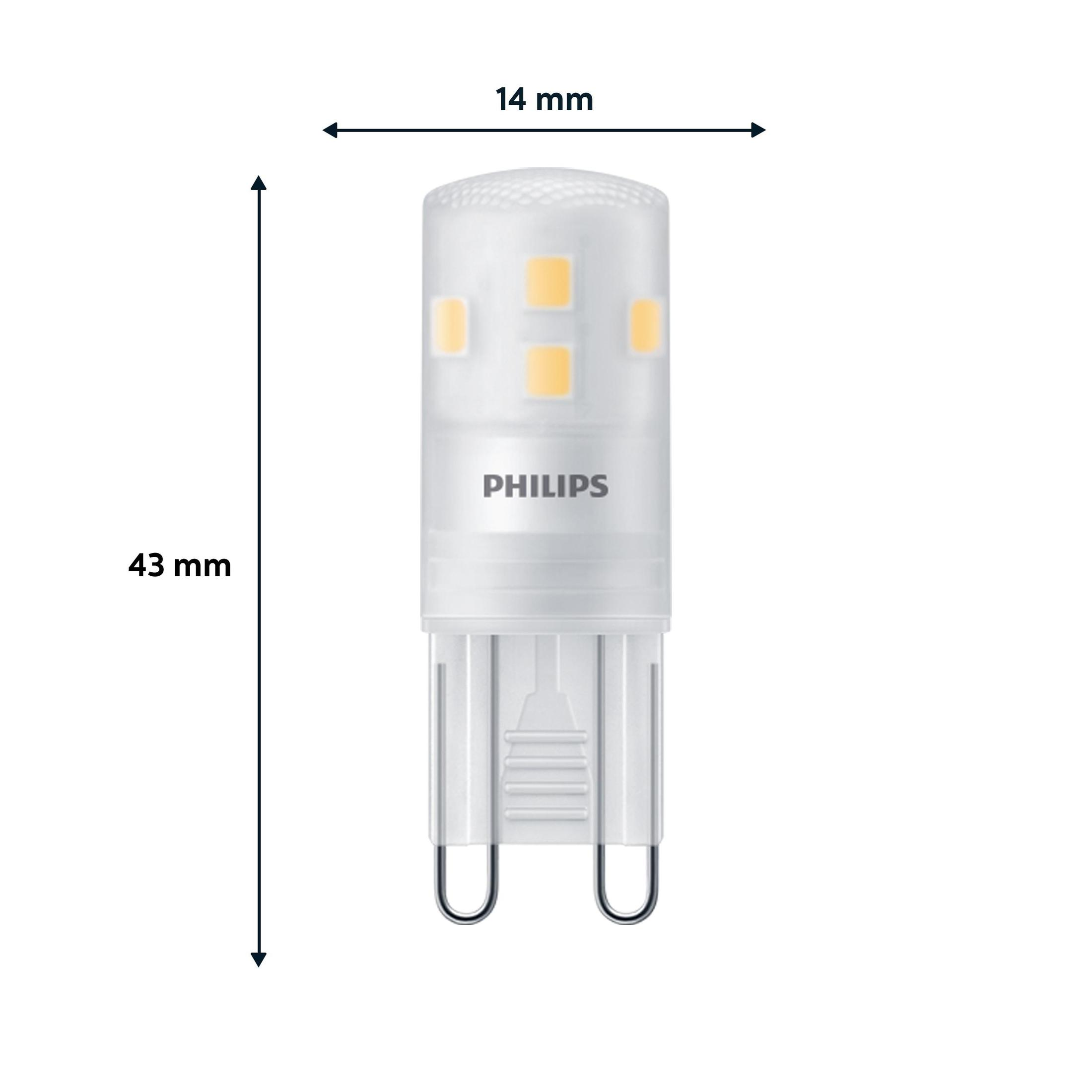 Lumière LED avec dimensions : 43 mm de long, 14 mm de large. Blanc avec diodes électroluminescentes jaunes.
