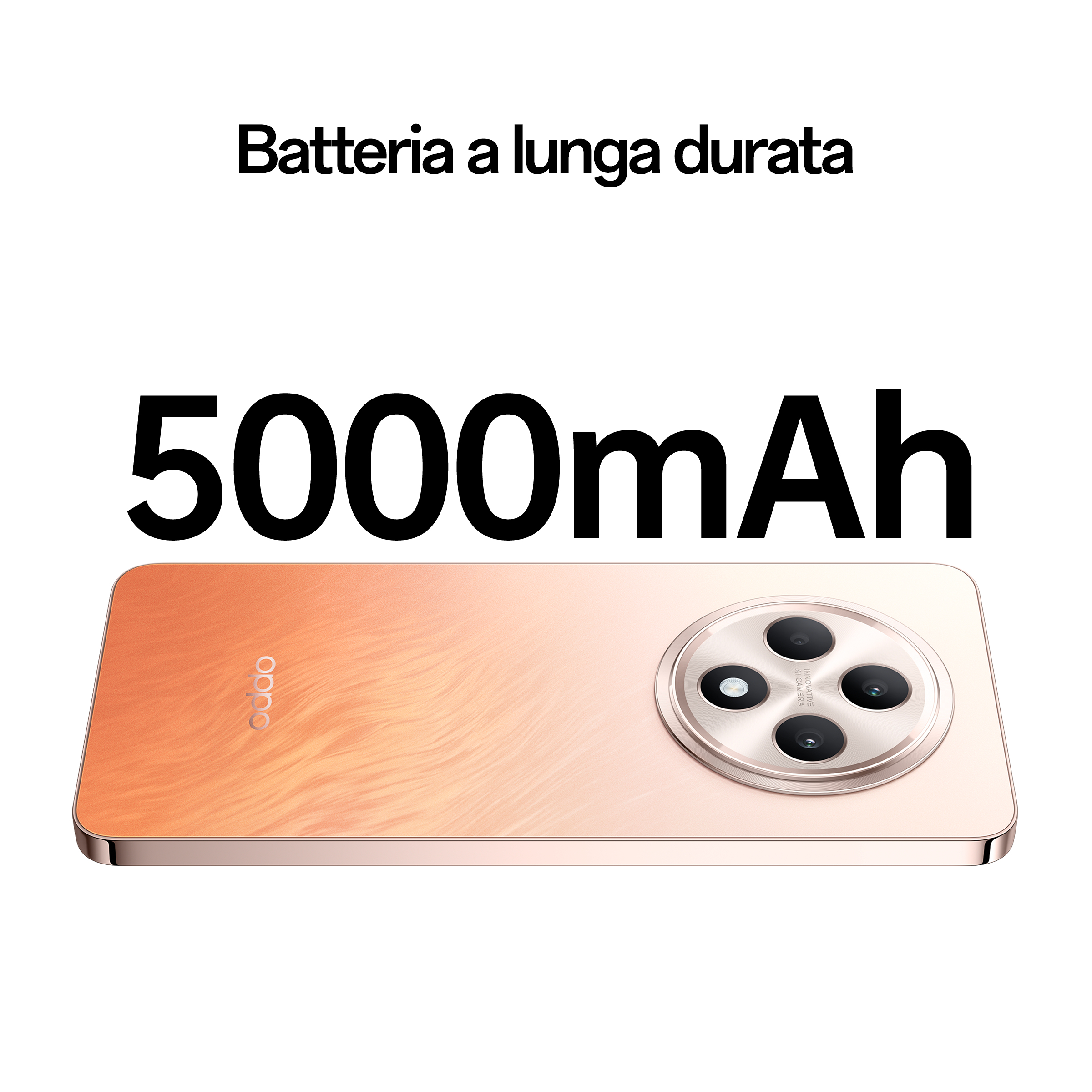 Telefon mit großer Akkukapazität, 5000mAh. Das Telefon ist goldfarben.