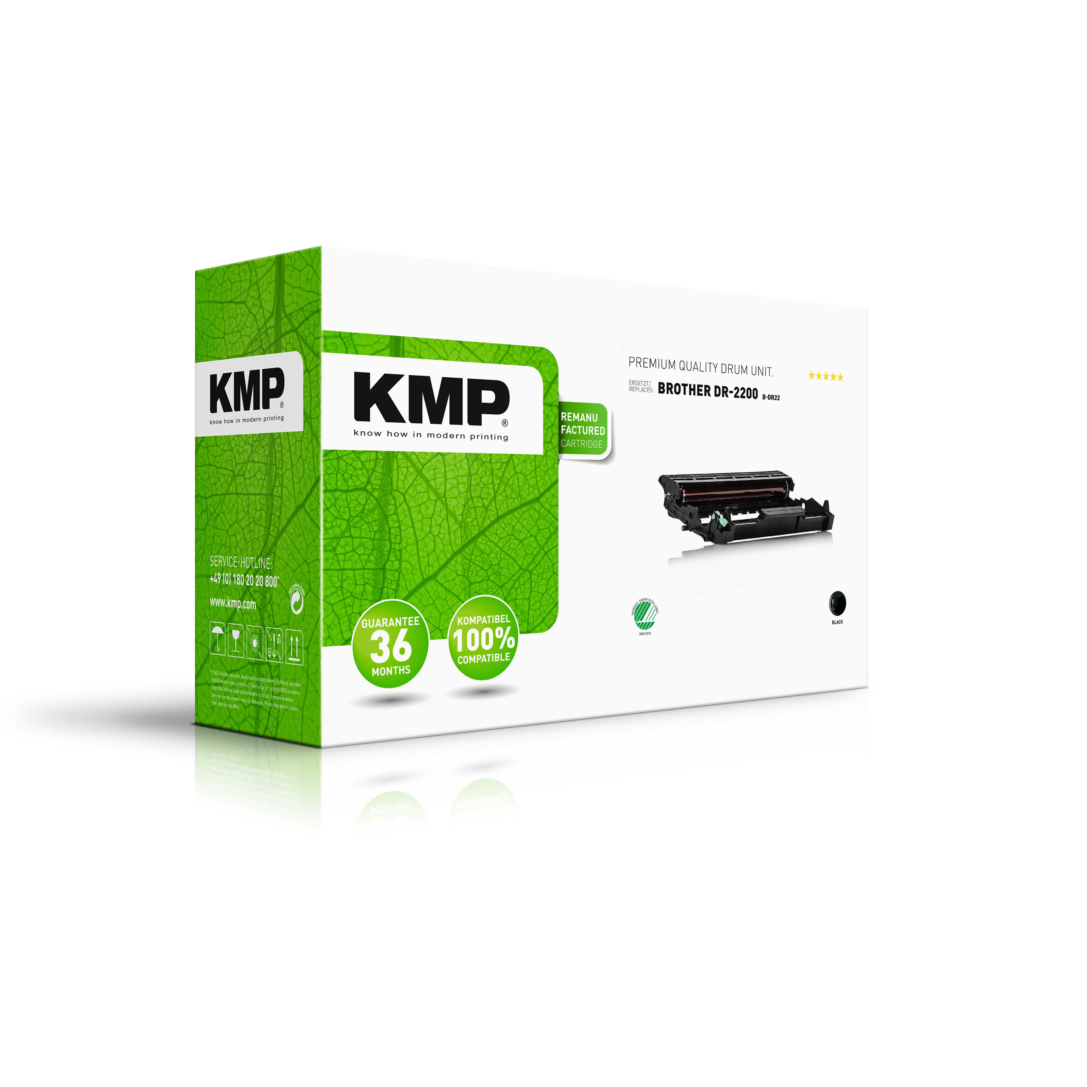 Scatola unità tamburo KMP per Brother DR-2200, con immagine unità tamburo stampata.