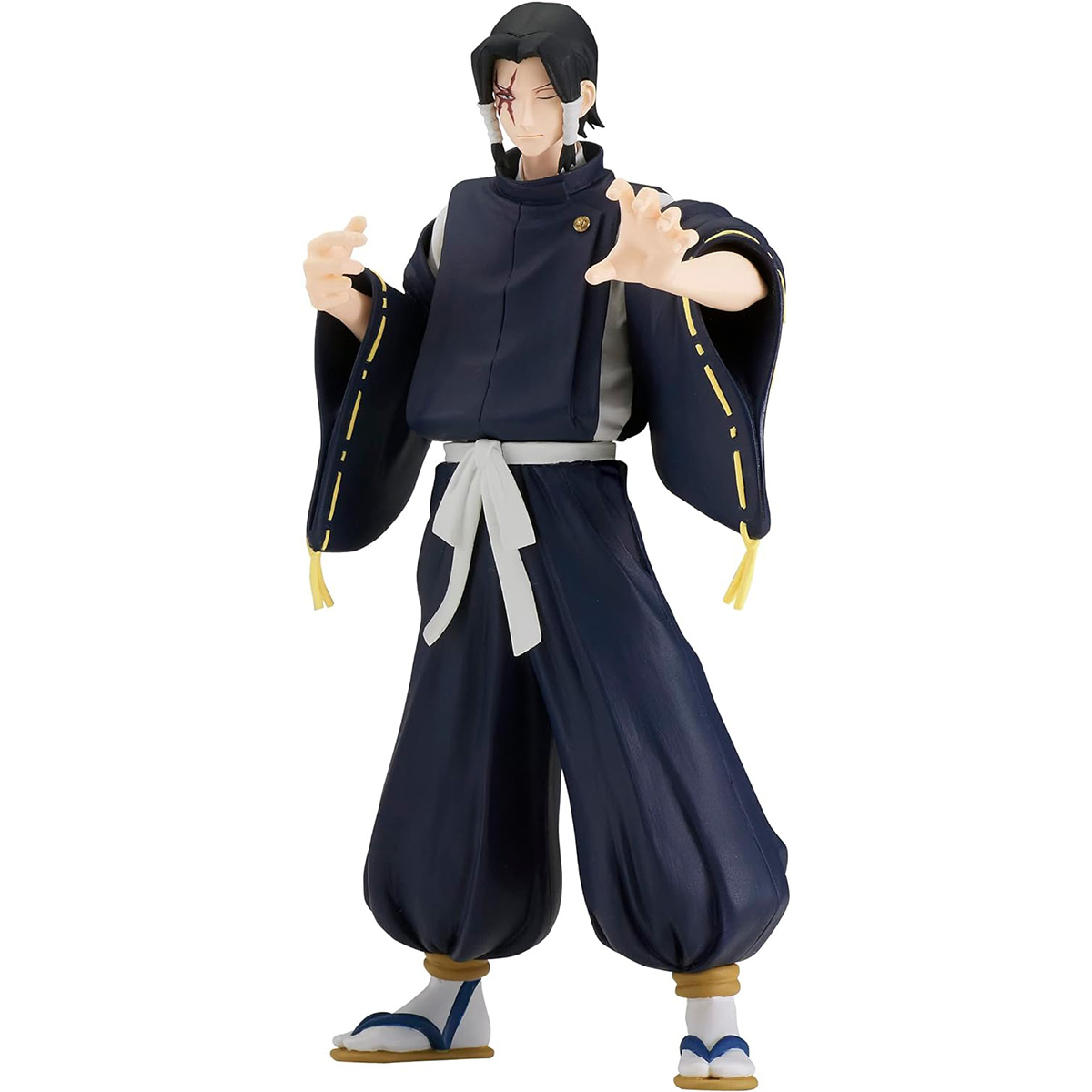 Figur eines männlichen Anime-Charakters in Dunkelblau, der eine Pose einnimmt.