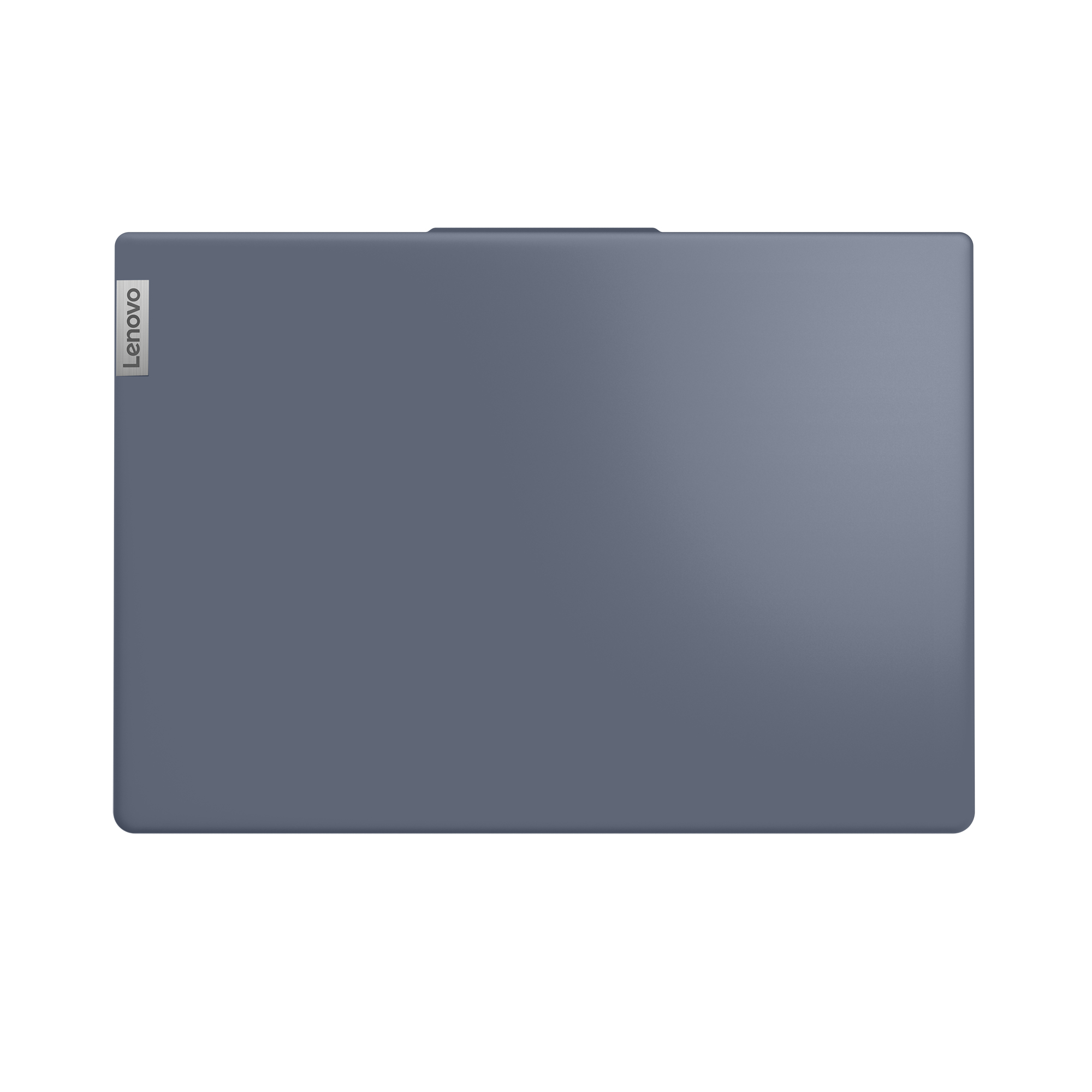 Laptop Lenovo, chiuso, colore blu, vista dall'alto.