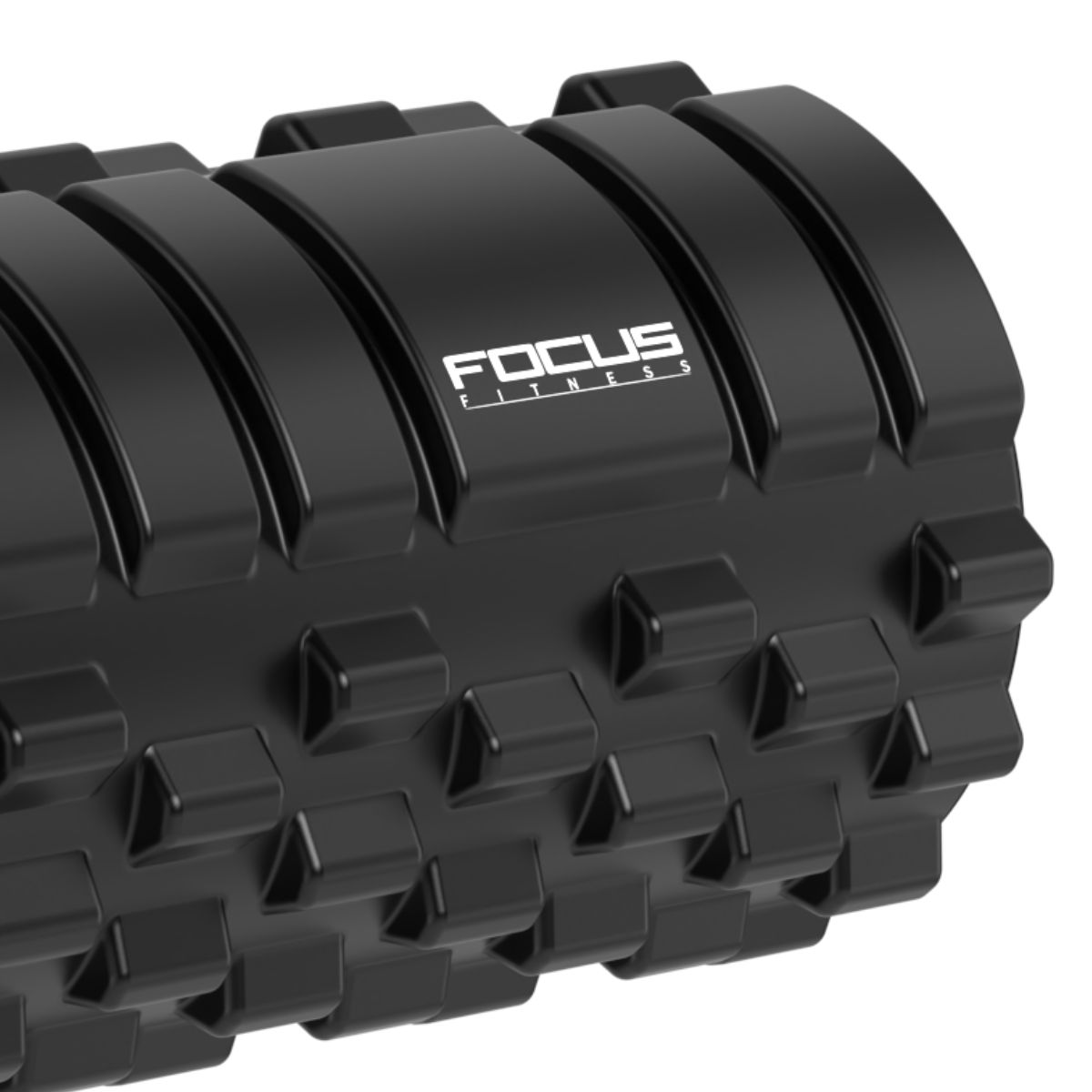 Black foam roller with FOCUS FITNESS logo.