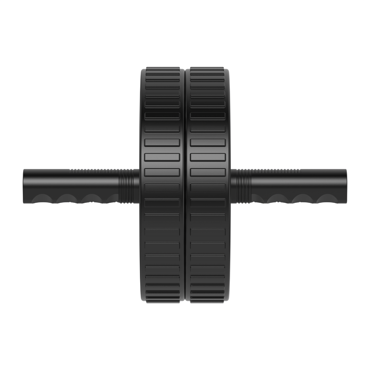 Zwarte ab roller met twee wielen en twee handvatten. Geïsoleerd op witte achtergrond.