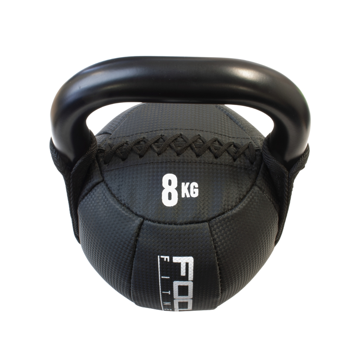 Black kettlebell with white 8 KG text.