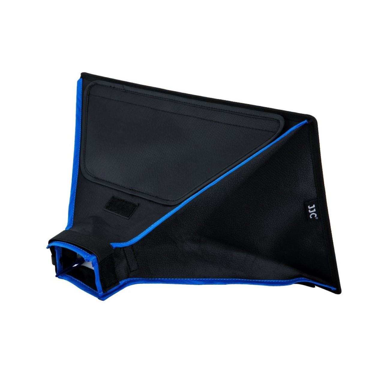 Eine schwarze und blaue Softbox wird gezeigt.