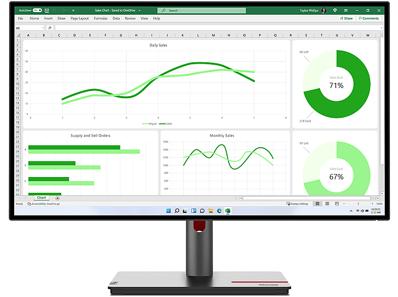 LENOVO 63A2GAT1EU 27 Zoll HD Monitor (6 ms Reaktionszeit , 60Hz , 60 Hz nativ)
