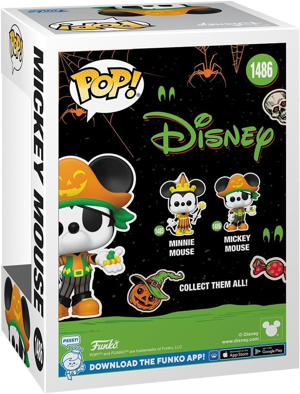 Caja Funko Pop! con tema Halloween de Mickey Mouse, mostrando figuras coleccionables.