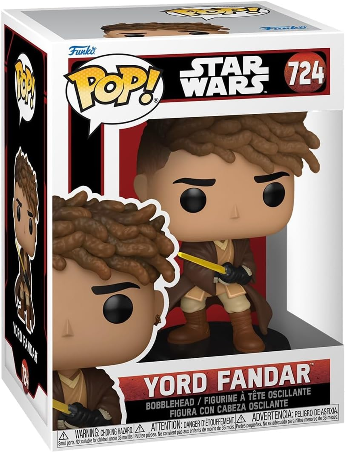 Figura Funko Pop di Yord Fandar in una scatola. Sfondo bianco.