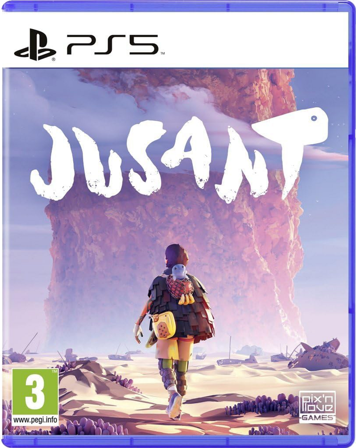 Scatola del gioco Jusant, un personaggio davanti a una grande formazione rocciosa.