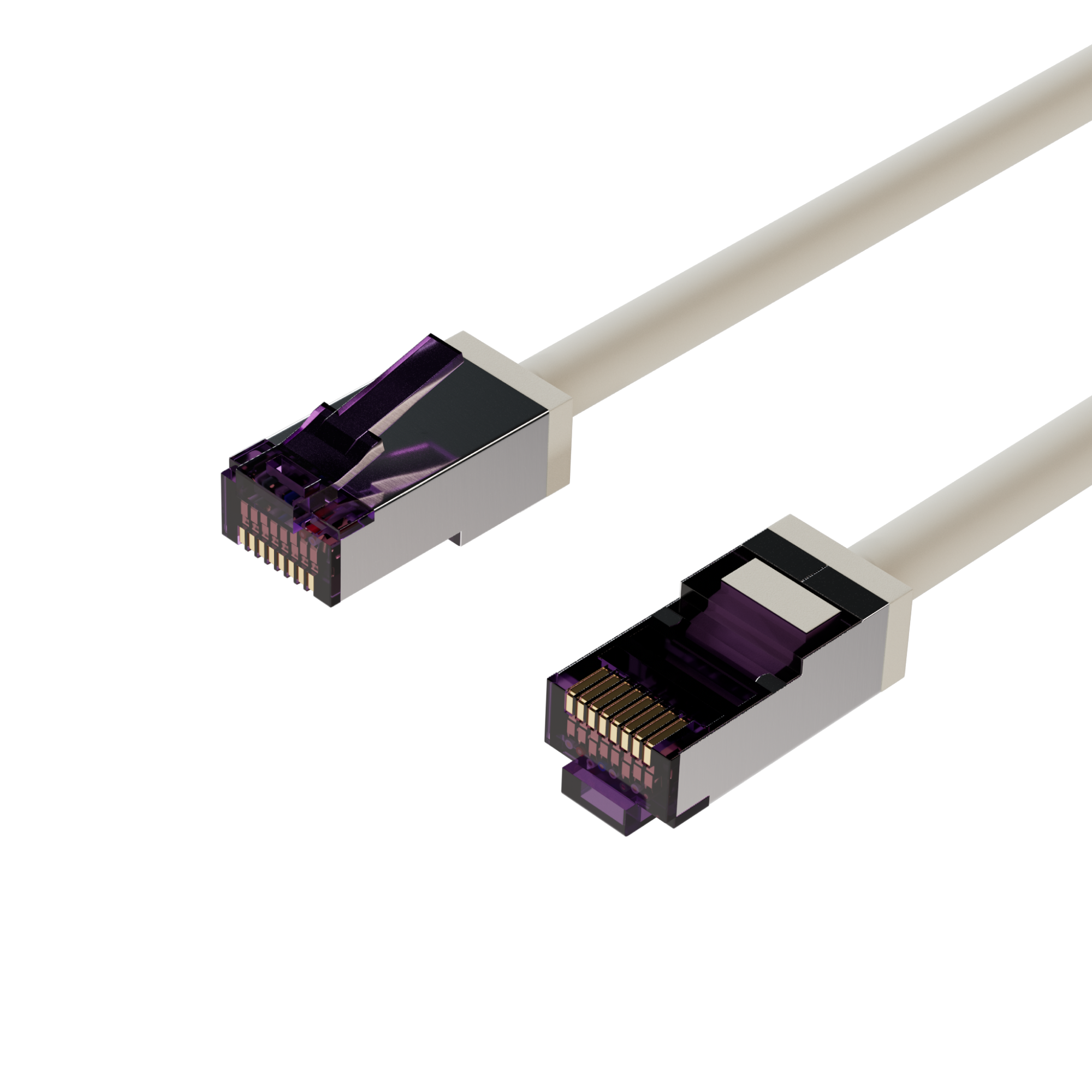 Due connettori Ethernet. I cavi sono bianchi.