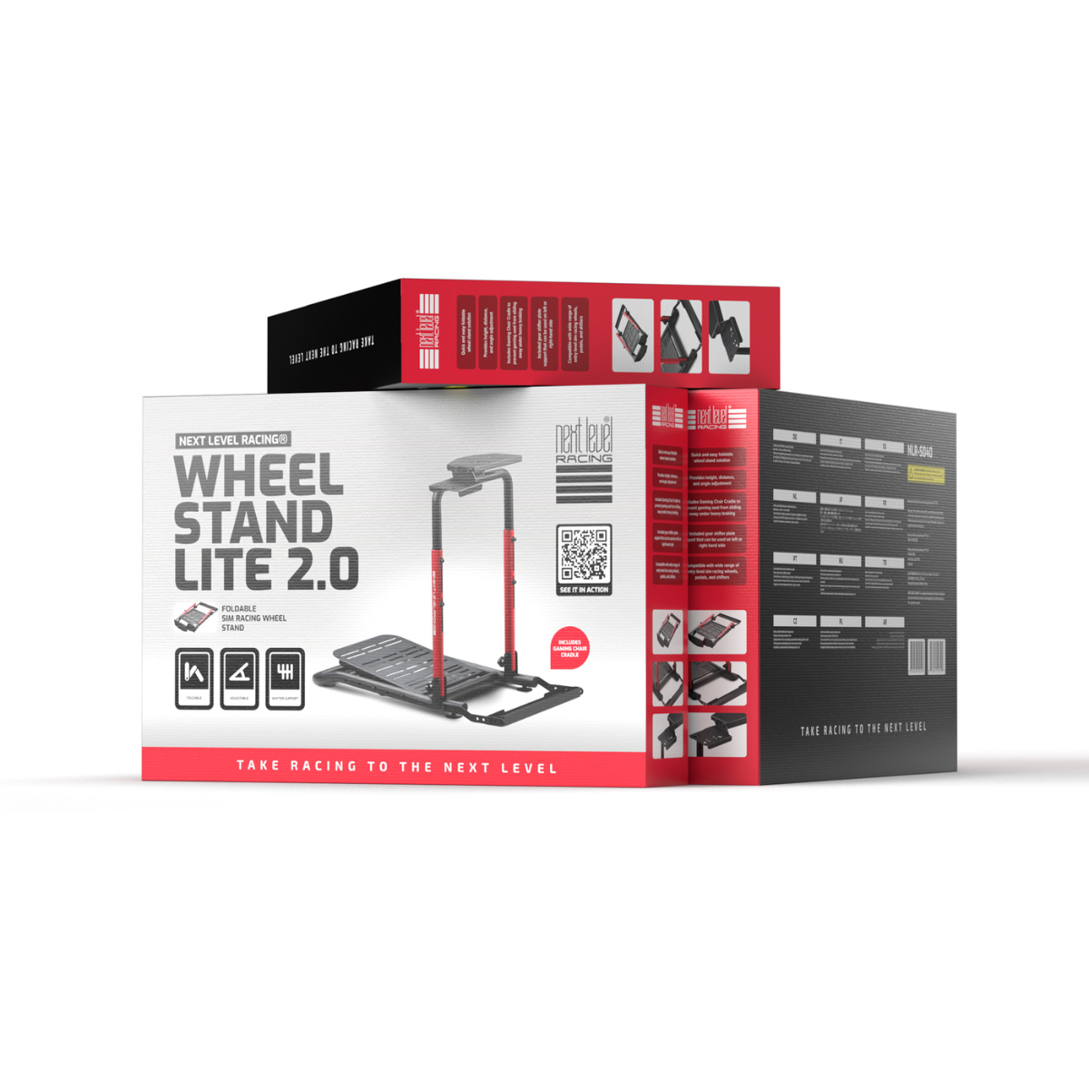 Next Level Racing Wheel Stand Lite 2.0 Box-Set mit Produktbildern und Details.