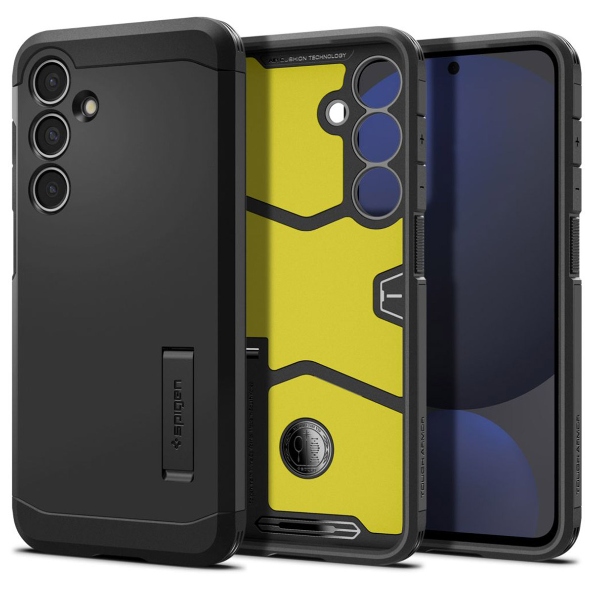 Schwarze Handyhülle mit Telefon.