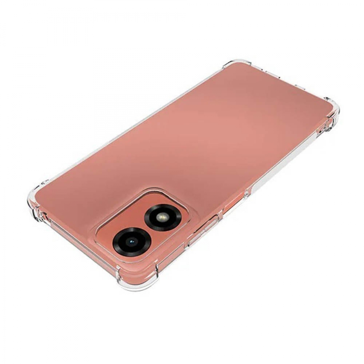 Rosa Handyhülle mit transparentem Rand. Die Hülle ist für ein Smartphone, mit zwei Kameralöchern.