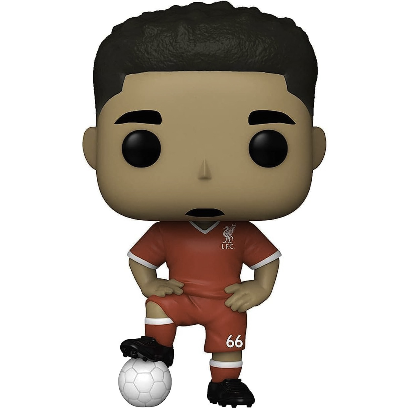 Eine Liverpool-Fußballspieler-Figur in roter Uniform, Ball am Fuß.