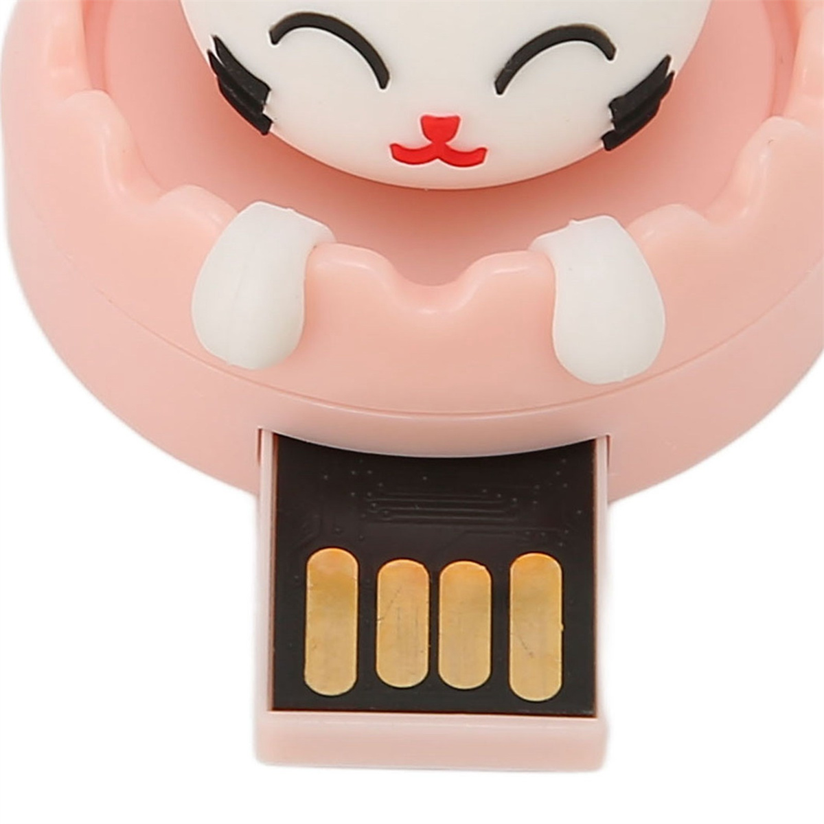 Rosa USB-Stick in Katzenform mit sichtbarem USB-Anschluss.