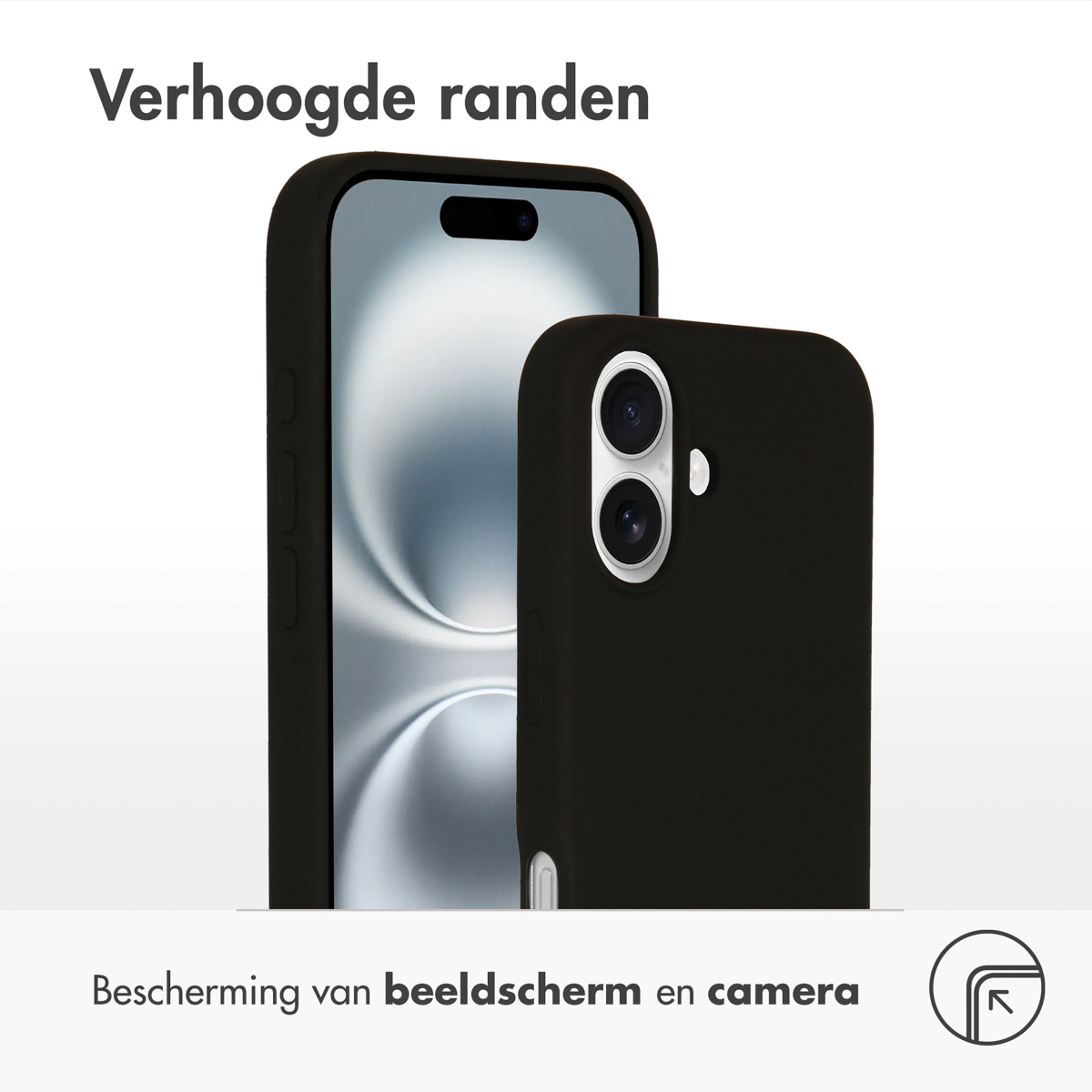 Deux étuis de téléphone noirs sont présentés, l'un sur l'autre. Le supérieur est sur un téléphone.