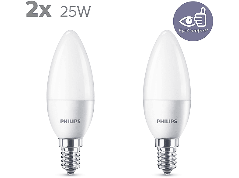 1x Philips LED Kaars dimbaar (2,5W (25W), E14, Warm Glow) - Ledlampen