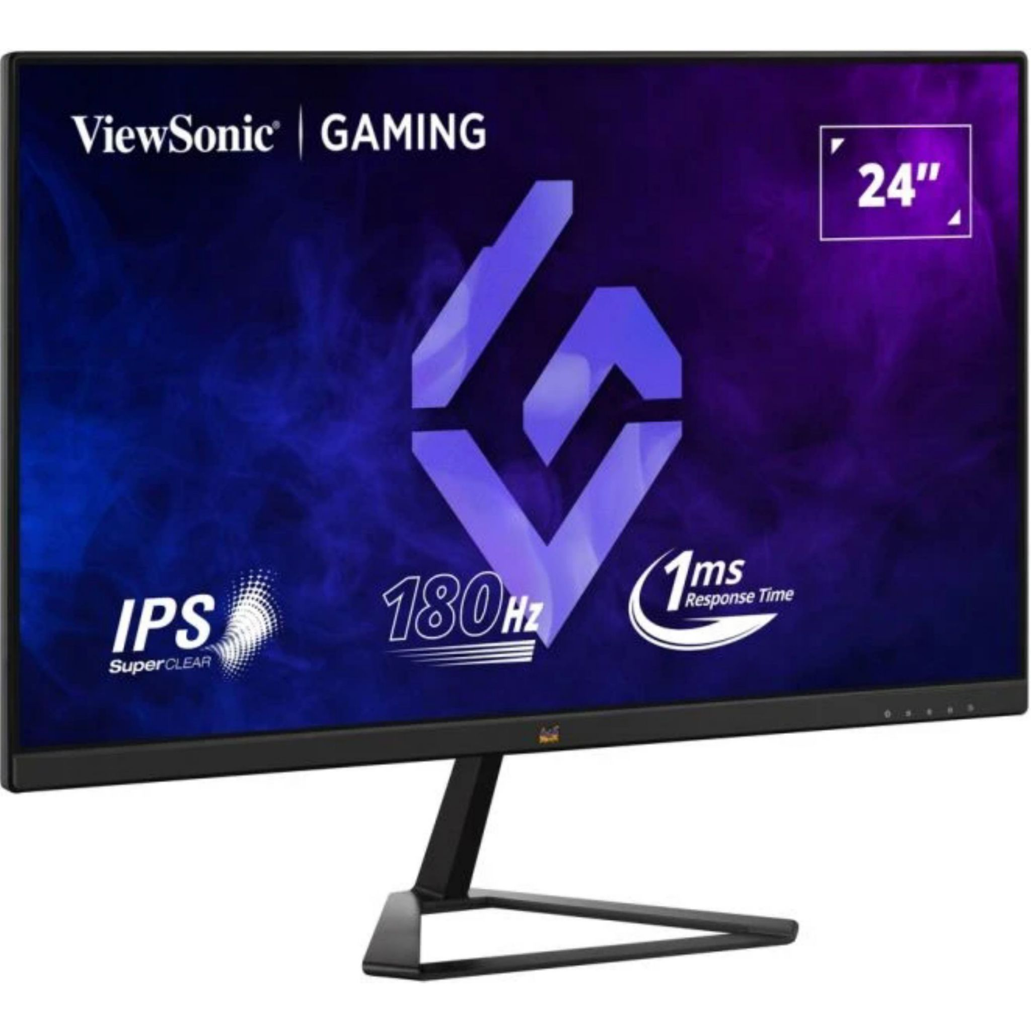 24-Zoll ViewSonic Gaming-Monitor mit IPS, 180 Hz und 1 ms Reaktionszeit auf weißem Hintergrund.