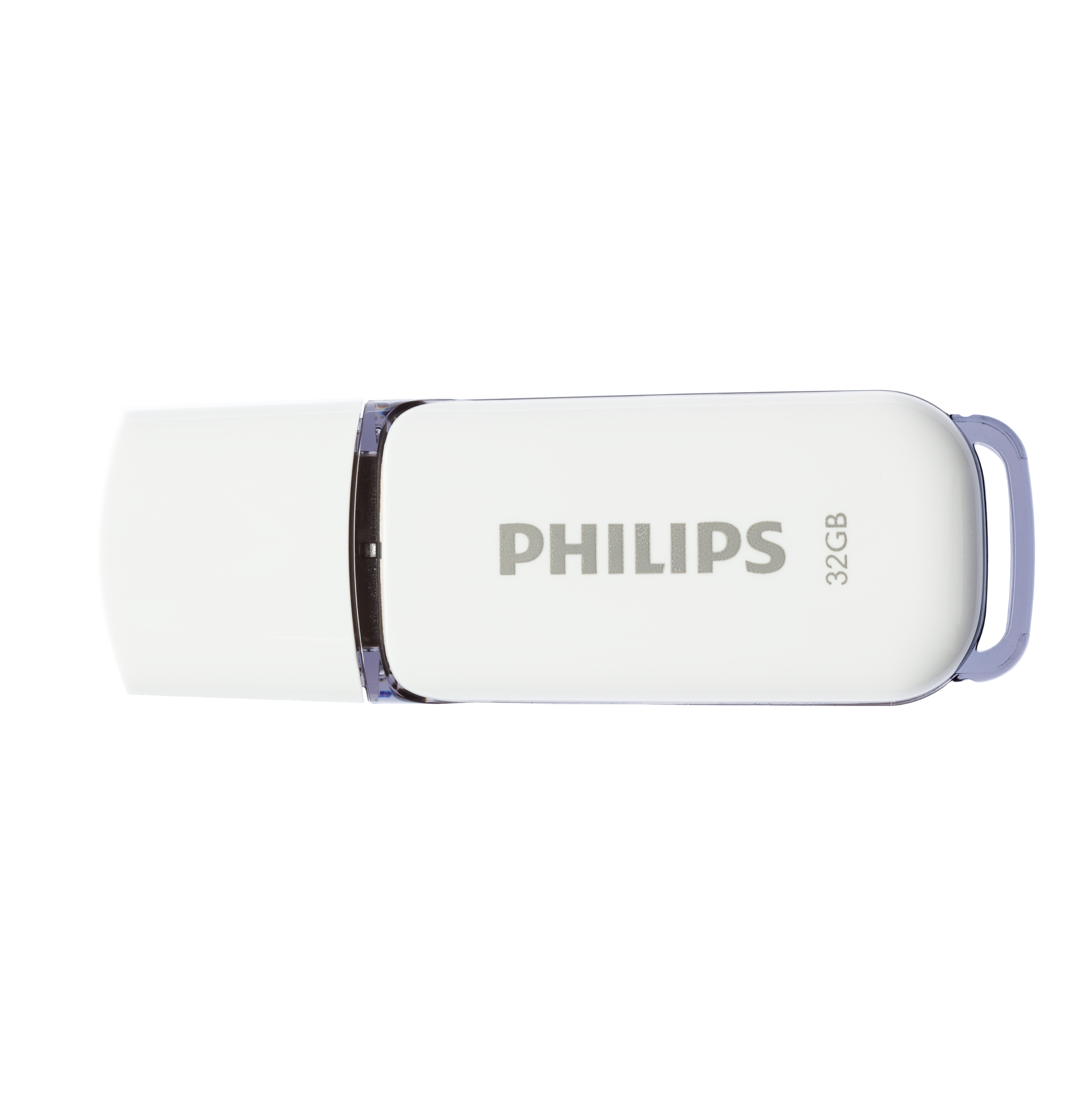Biały pendrive USB Philips z nazwą marki i podaną pojemnością.