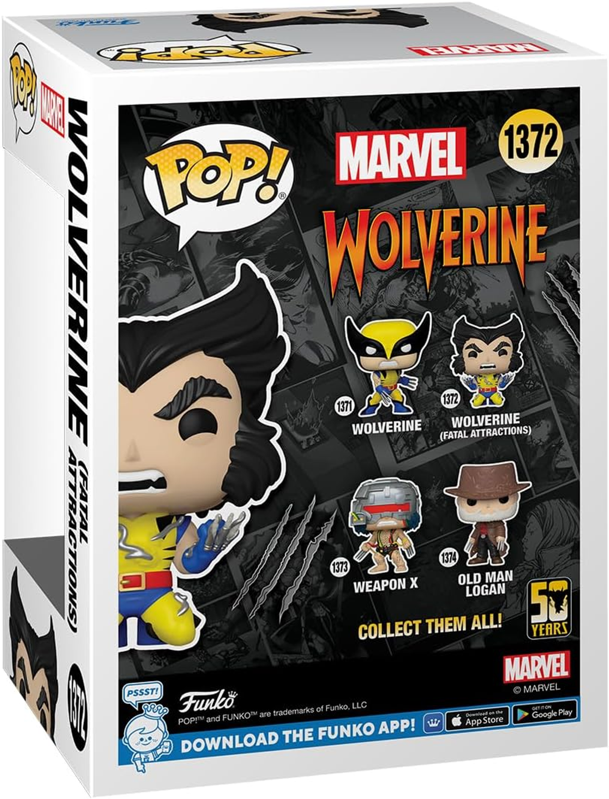 Una scatola Funko Pop con Wolverine e altre figure di Wolverine.