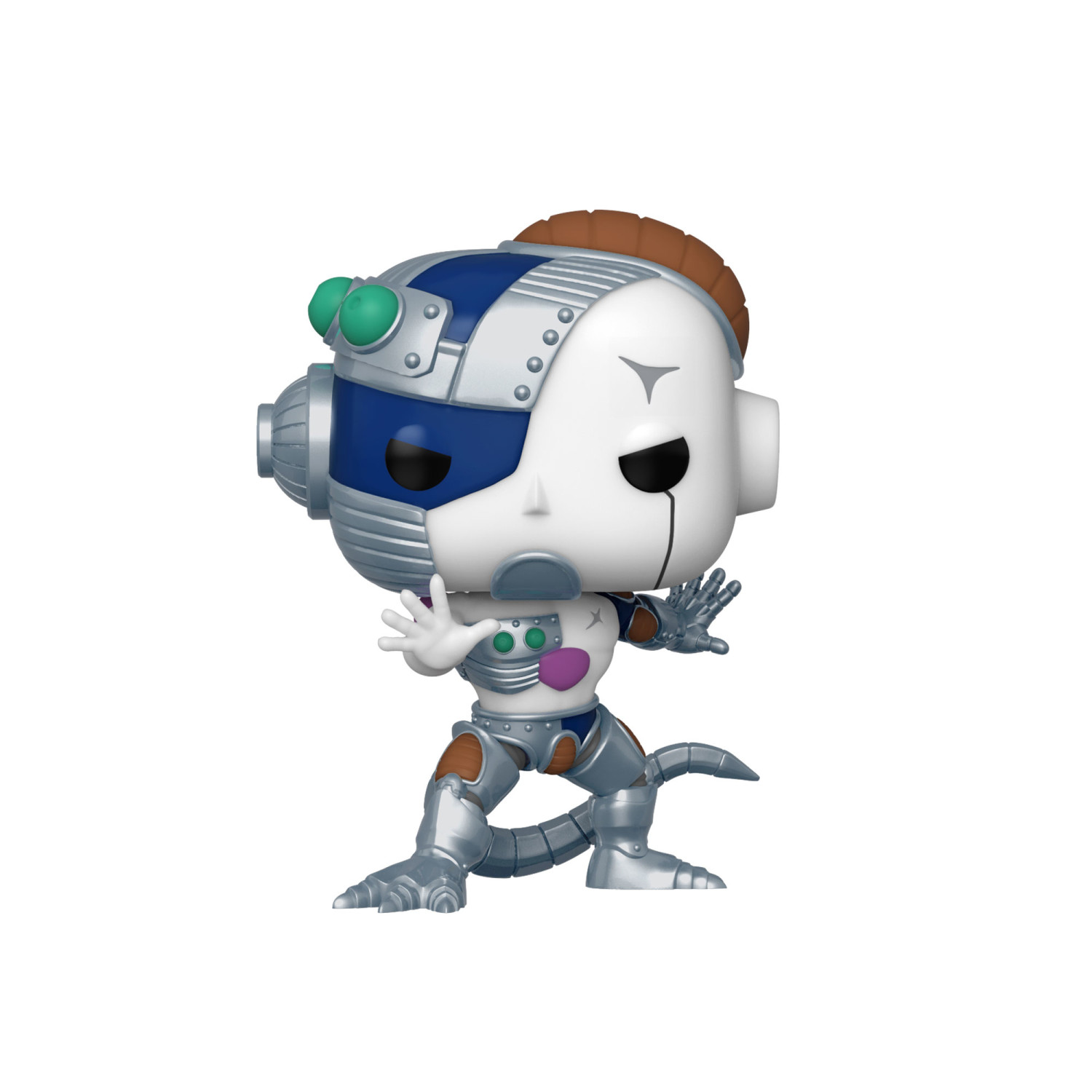 Una figura Funko Pop di un personaggio robotico, con dettagli in metallo e colori contrastanti.