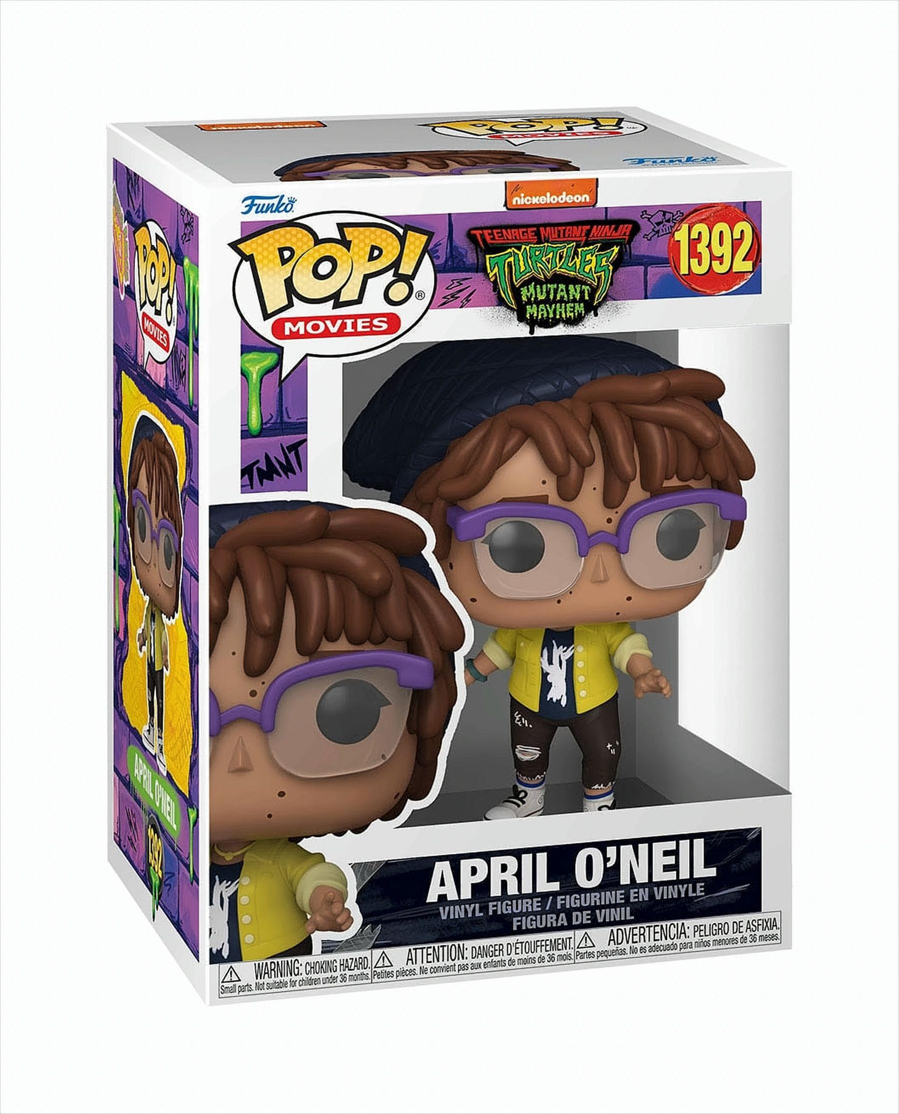 Funko Pop di April O'Neil di Teenage Mutant Ninja Turtles in una scatola.