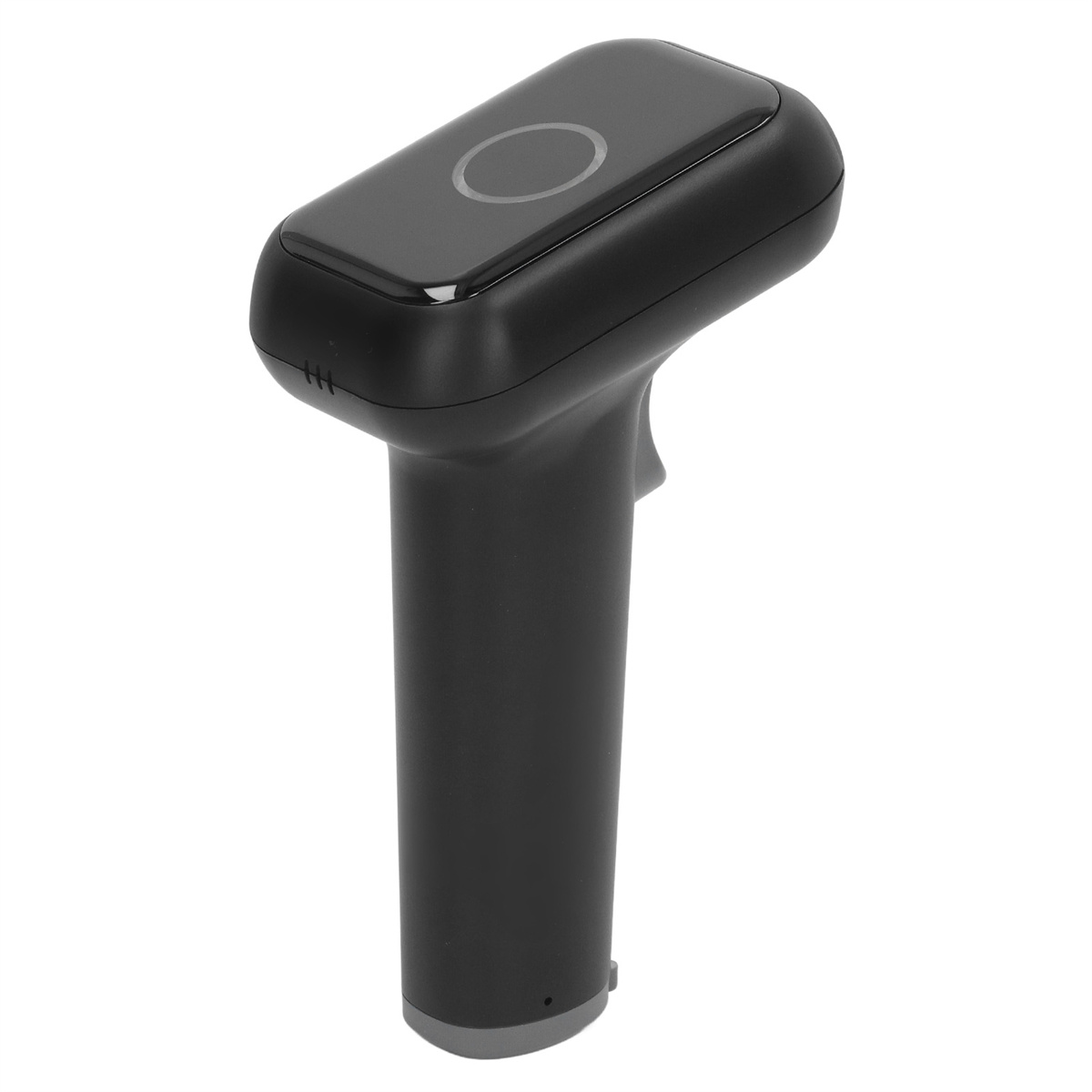 Schwarzer Barcode-Scanner mit einem Berührungssensor oben.