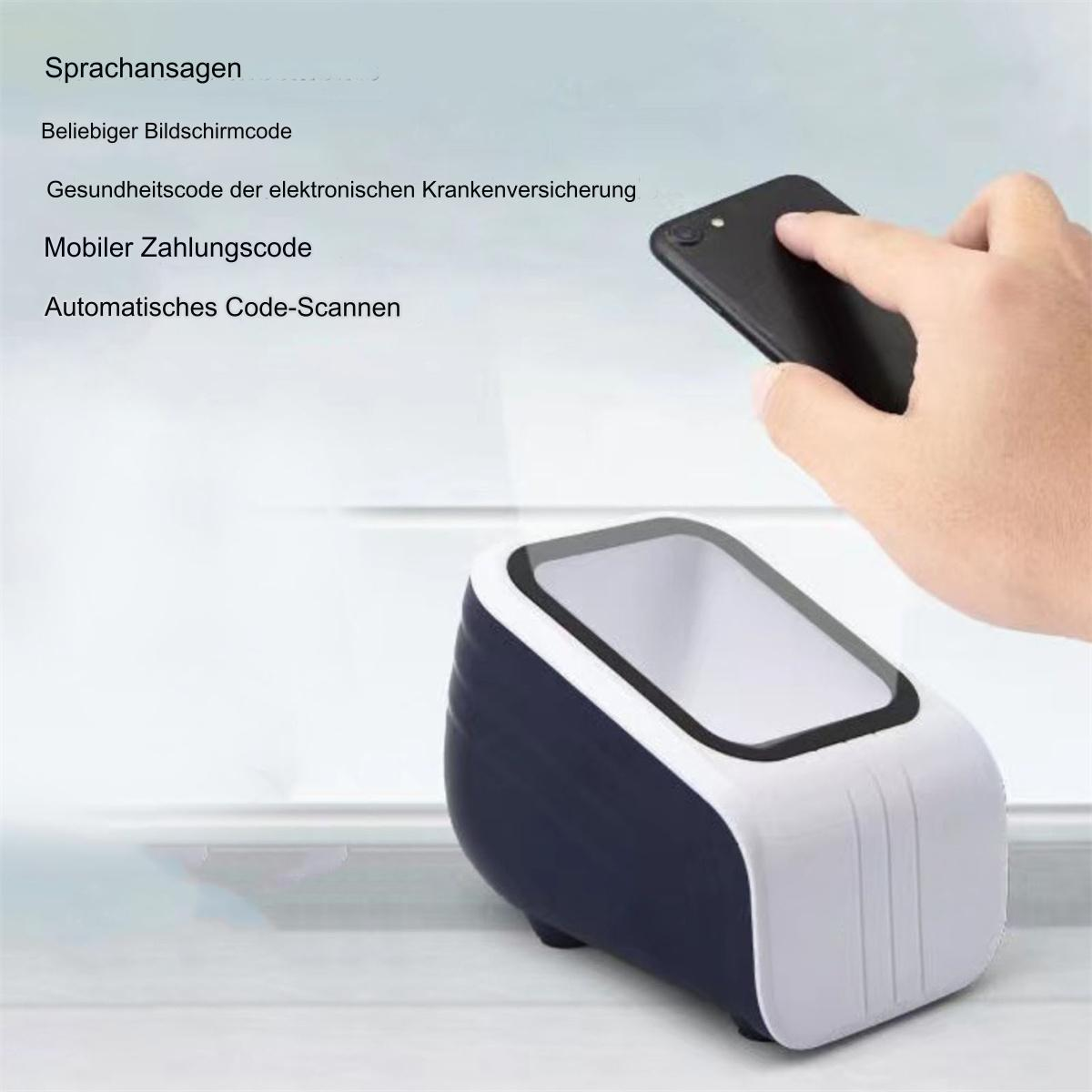 Barcodescanner mit gescanntem Telefon und einer Liste deutscher Texte.