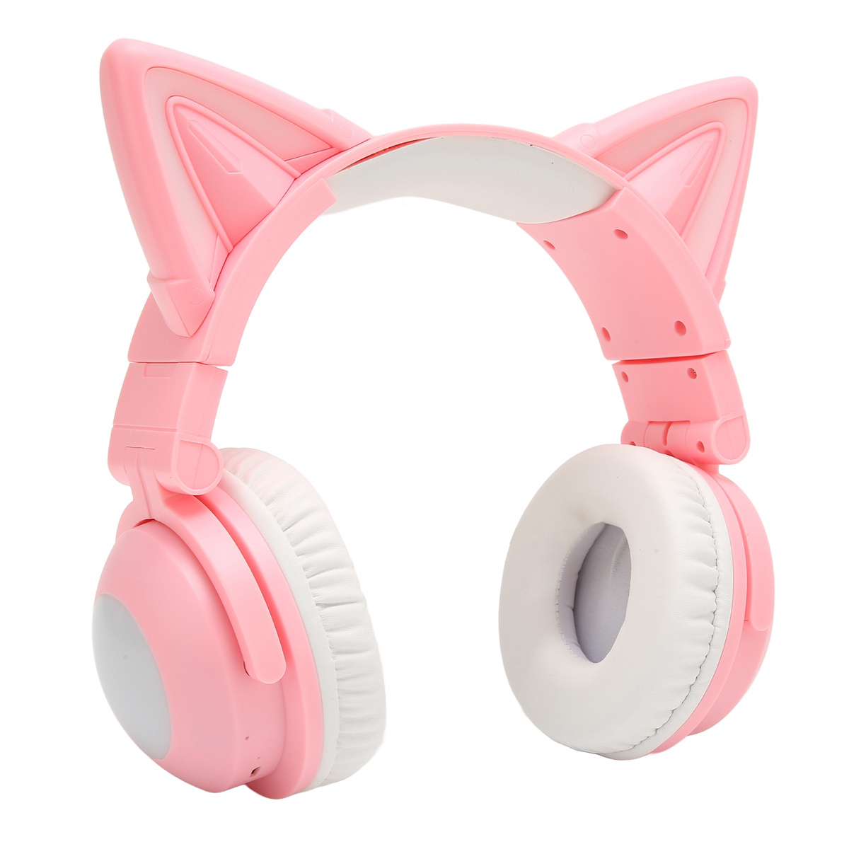 Pinke Katzenohr-Kopfhörer. Die Kopfhörer haben ein Stirnband und Ohrmuscheln mit weißer Polsterung.