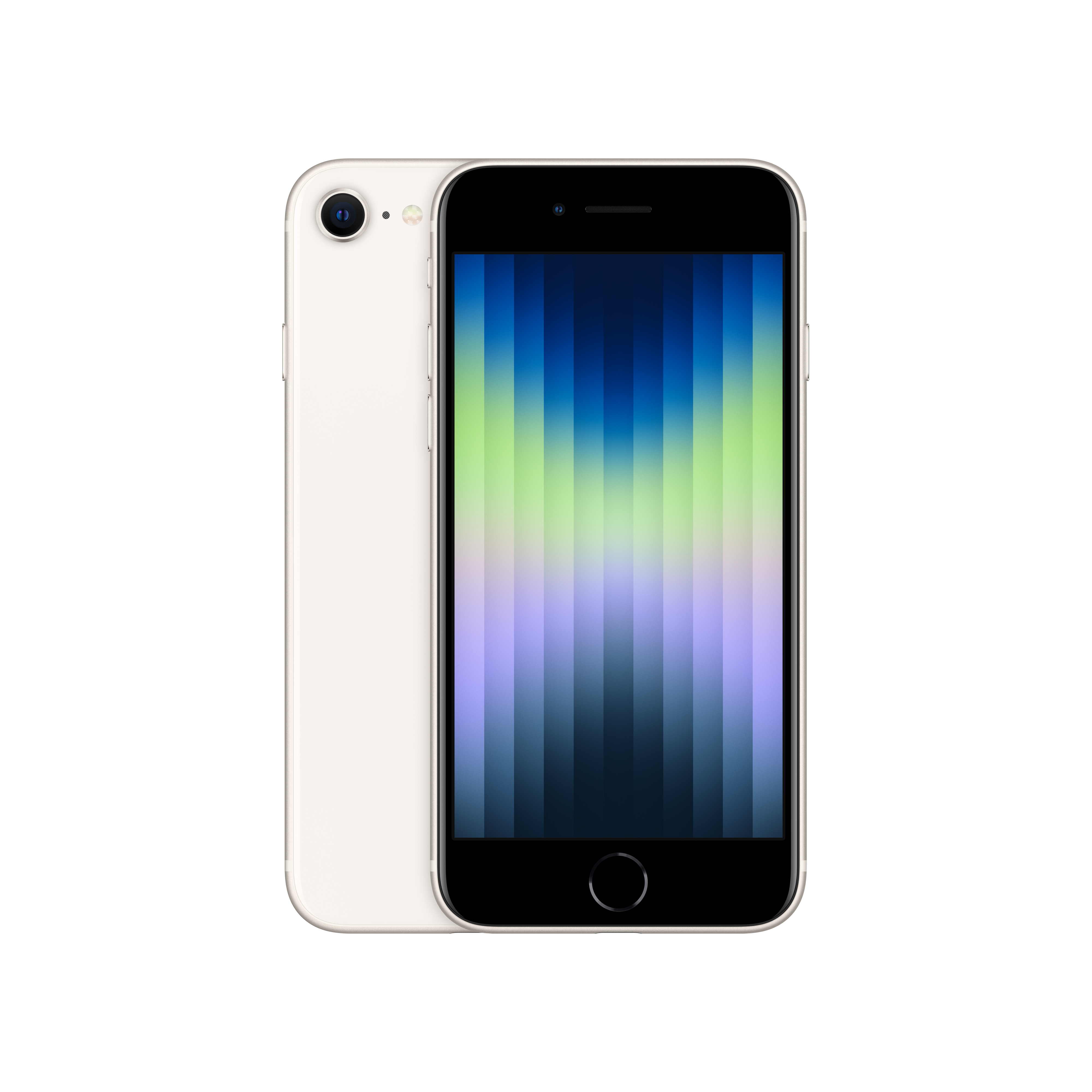 L'immagine mostra un iPhone. Il retro è bianco e il fronte nero. Lo schermo mostra una sfumatura.