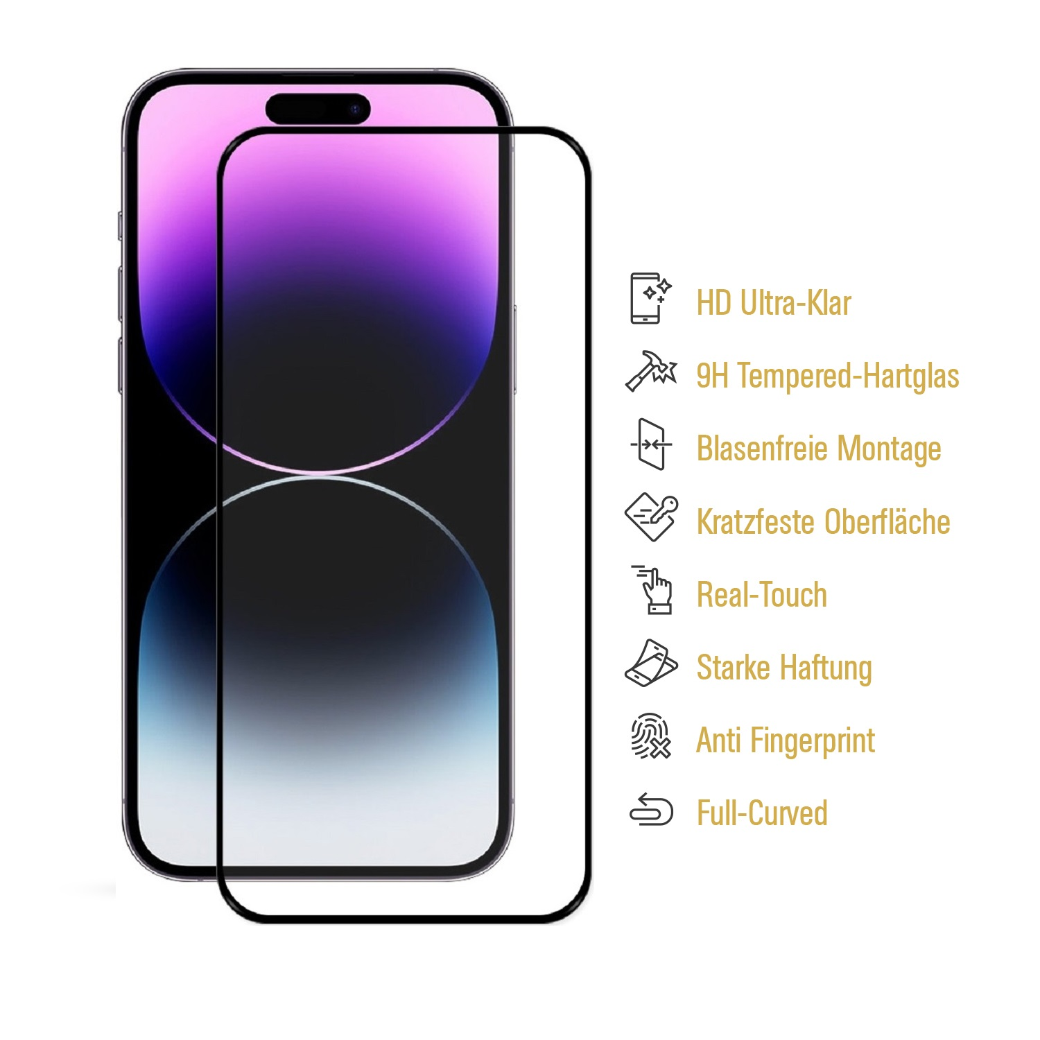 Telefon mit Displayschutz. Merkmale: HD, starke Haftung, etc.