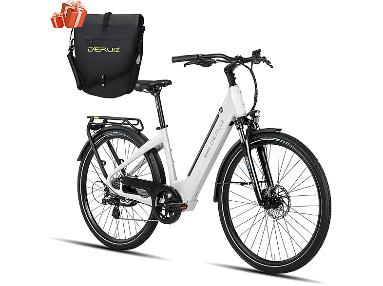 DERUIZ 28 Zoll City E Bike 644Wh-Akku Maximal 161km Damen/Herren Elektrofahrrad Urbanbike (Laufradgröße: 28 Zoll, Rahmenhöhe: 45 cm, Unisex-Rad, 644 Wh, weiß)