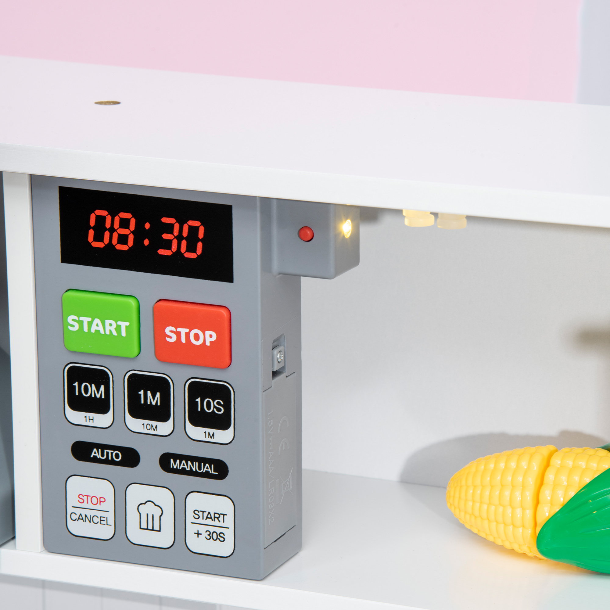 Pannello di controllo con pulsanti e display di un elettrodomestico da cucina.