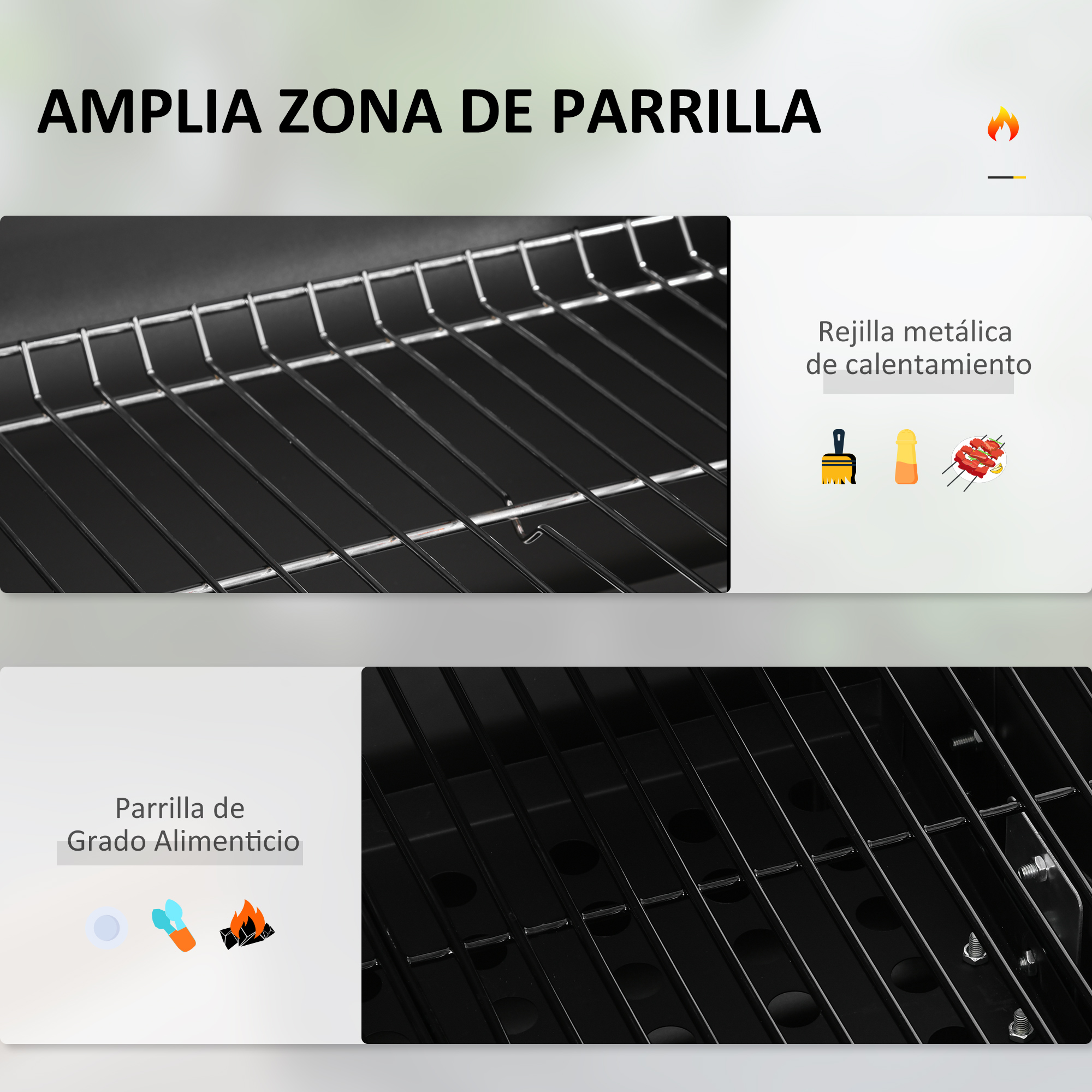 Primer plano de la parrilla y elementos calefactores. También la parrilla de grado alimenticio.
