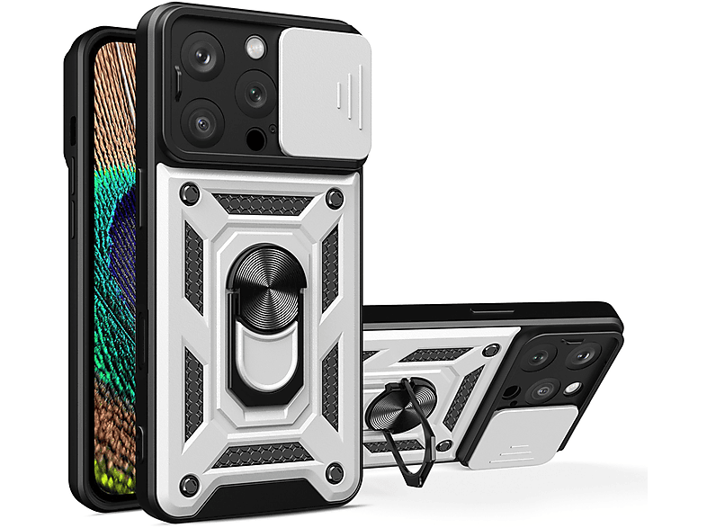 MOBYDEFEND iPhone 16 Pro Hoesje Pantsercase Met Ring Telefoonhoesje