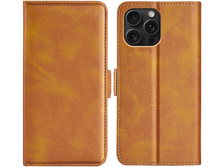 MOBYDEFEND iPhone 16 Pro Hoesje Luxe Bookcase Sluiting Zijkant